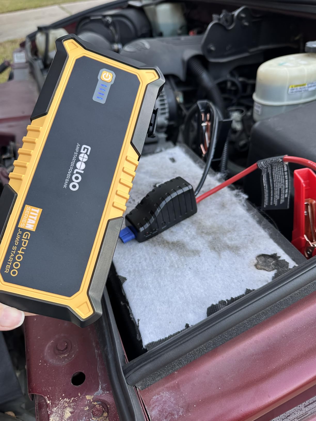 GOOLOO GP4000 Jump Starter 4000A Peak Car Starter (All Gas,up to 10.0L Diesel Engine) SuperSafe 12V Lithium Jump Box,Auto Battery Booster Pack,Portable Power Bank with USB Quick Charge and Type C Port customer photo 1