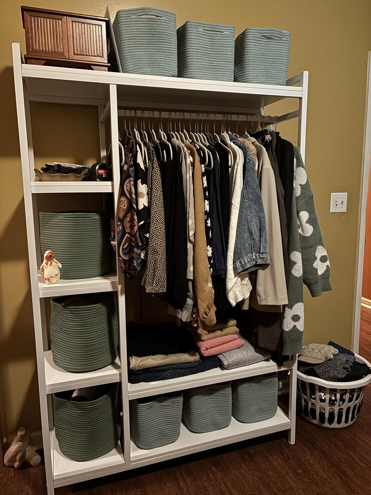 LITTLE TREE Free Standing Wood Closet Clothes Rack,Heavy Duty Grament Rack with Shelves,Hanging Racks for Clothes Clothing Rack for Bedrom,Wardrobe Closet Organizer,350 lb Capacity customer photo 2