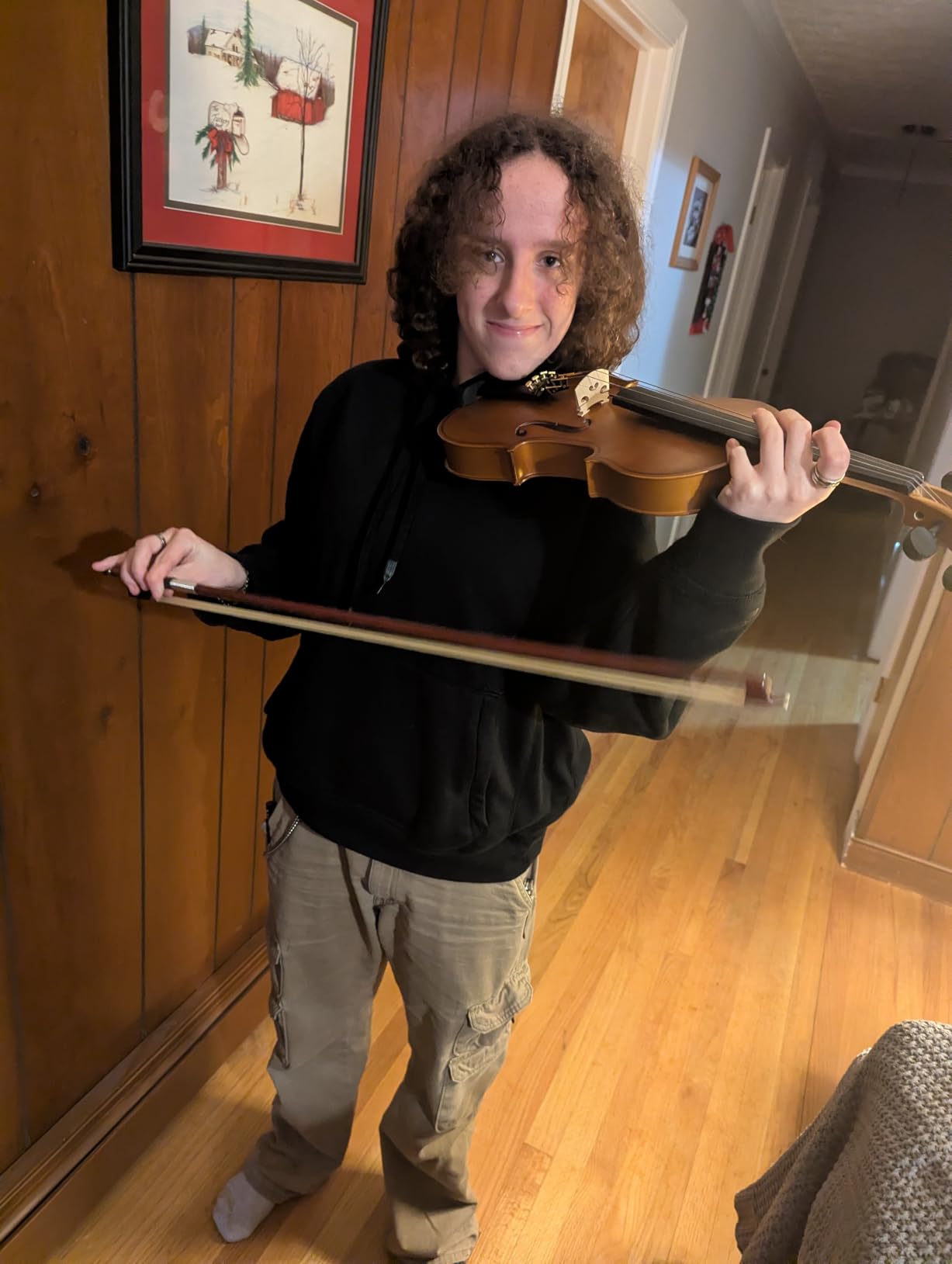 LMS Brazilwood Violin Bow Full Size 4/4 with Ebony Frog Mongolian White Horse Hair customer photo 2