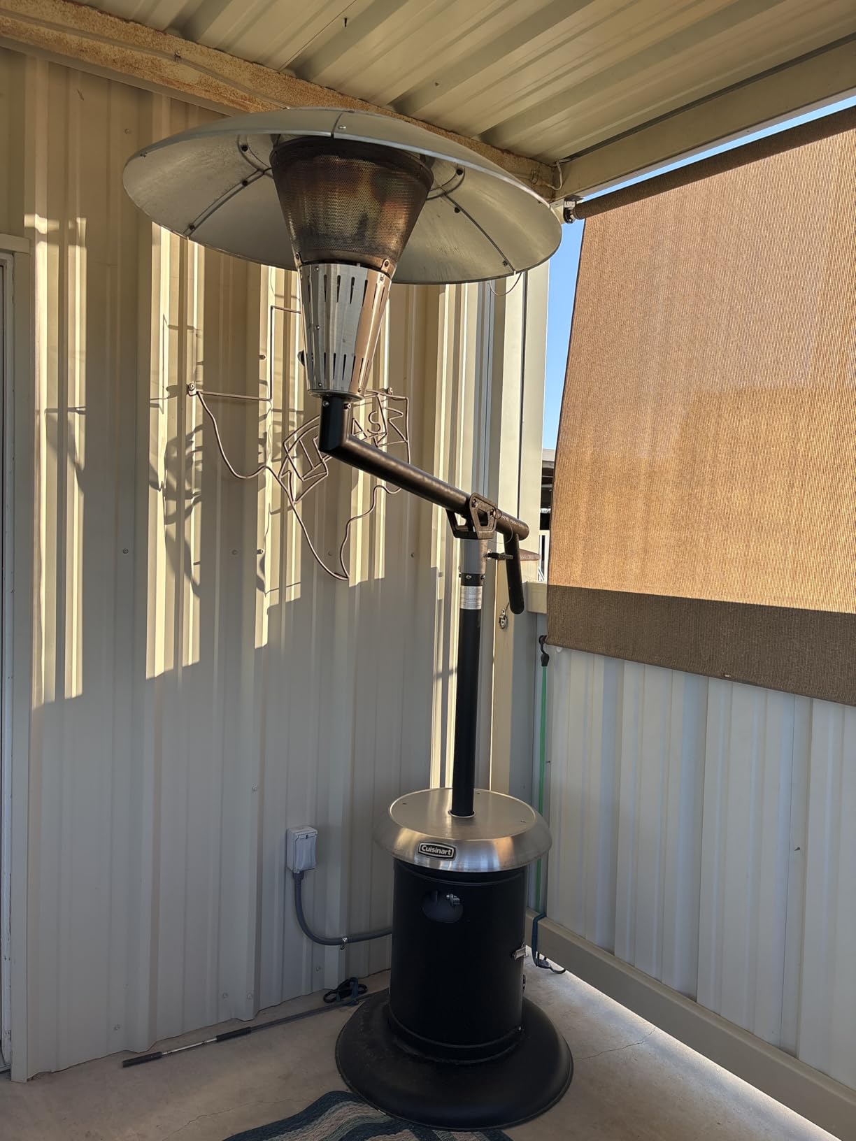 Cuisinart Perfect Position Propane Patio Heater, 38,200 BTU Powerful Directional Stainless Steel Outdoor Heater with Hidden Tank and Drink Table, Swivel Arm and Reflective Heat Shield customer photo 1