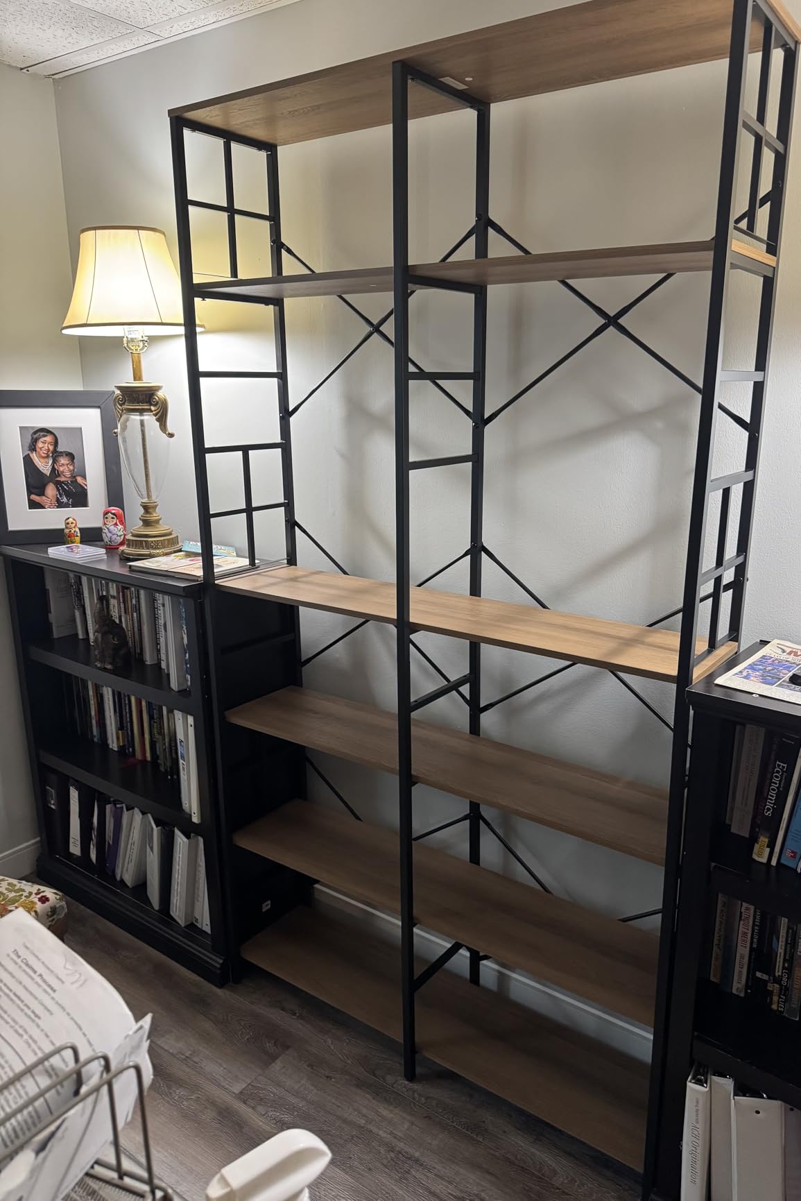HOMISSUE Bookshelf, Industrial Double Wide 7-Tier Bookshelves, 84