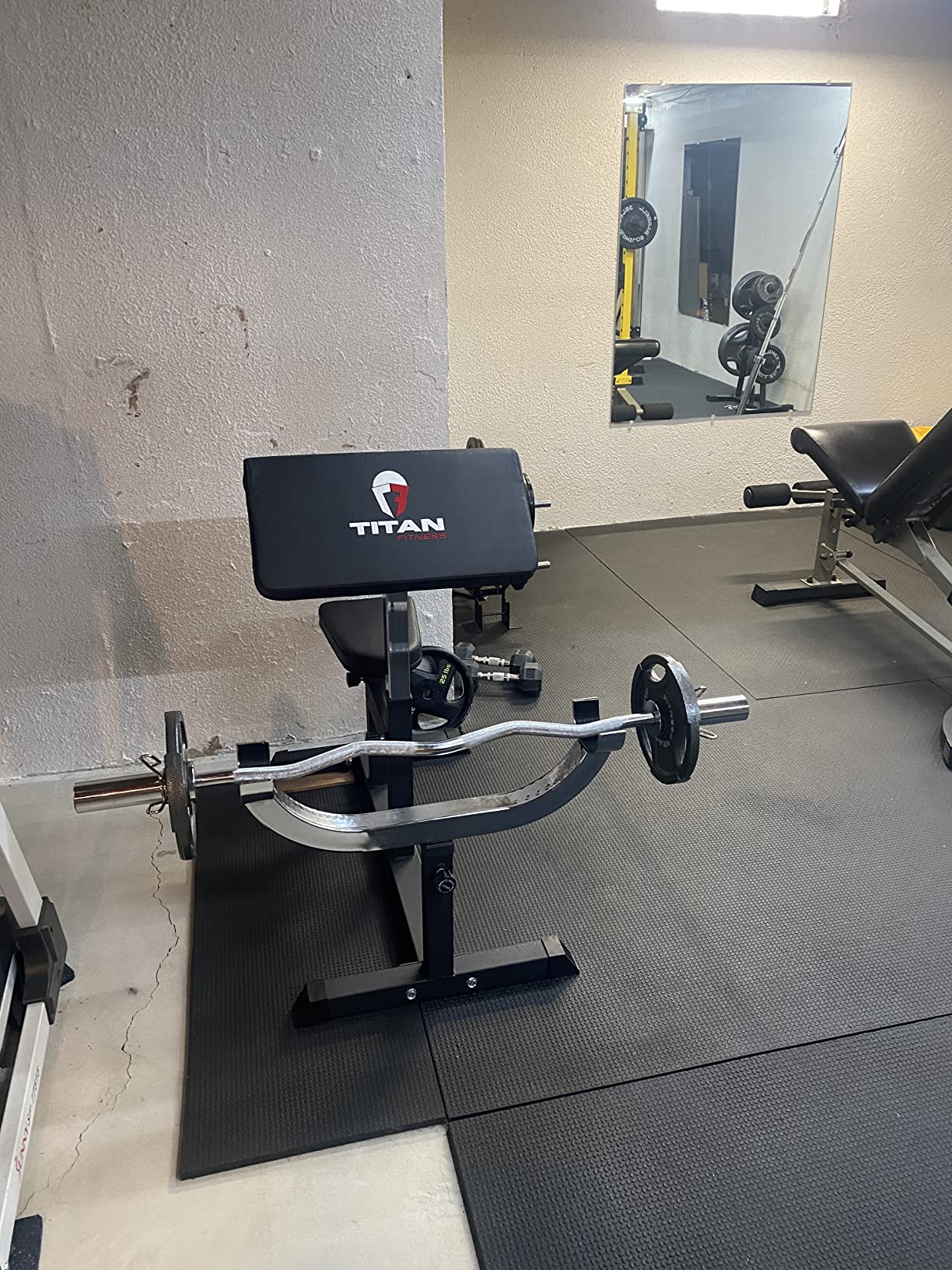 Titan Fitness Adjustable Preacher Curl Weight Station, 250 LB Capacity, Adjustable Bench Seat, Adjustable Arm Rest, Durable Bar Catches, Seated Home Gym Barbell and Dumbbell Biceps Station customer photo 2
