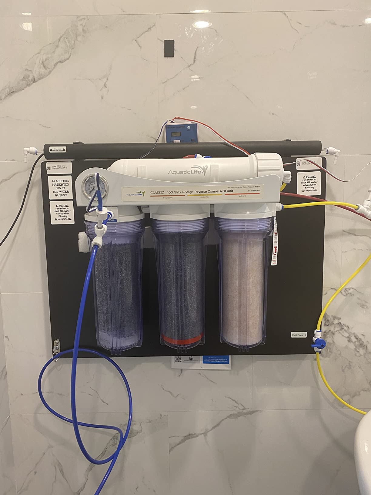 Aquatic Life 4-Stage Reverse Osmosis Deionization Water Filter System RO/DI Filtration Unit with Carbon Plus Cartridge, 100 GPD customer photo 2