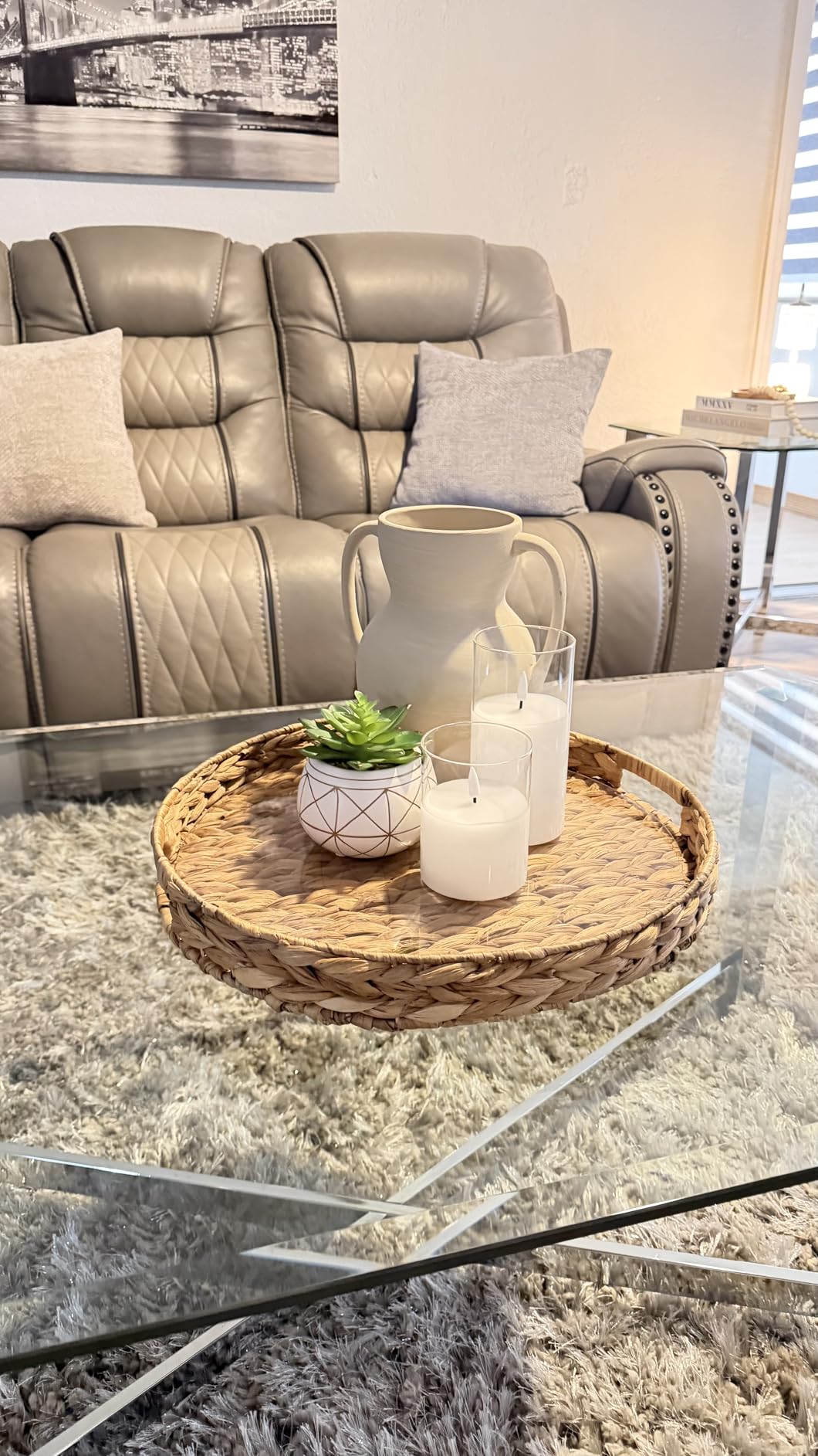 Eywamage Clear Glass Flameless Candles with Remote Timer, Flickering Battery LED Pillar Candles Set of 3 customer photo 1