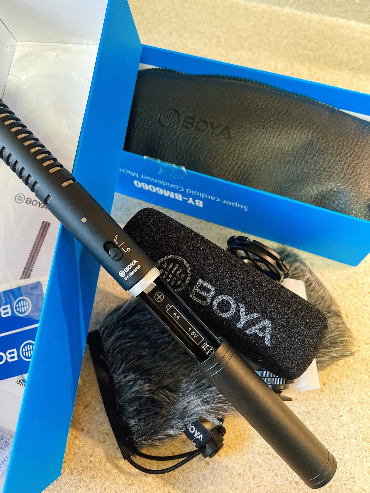 BOYA XLR Microphone, Shotgun Microphone BY-BM6060 with Shockmount Windscreen Mic for Camera DSLR External Condenser Professional Microphones for Video Interview ENG Film customer photo 1