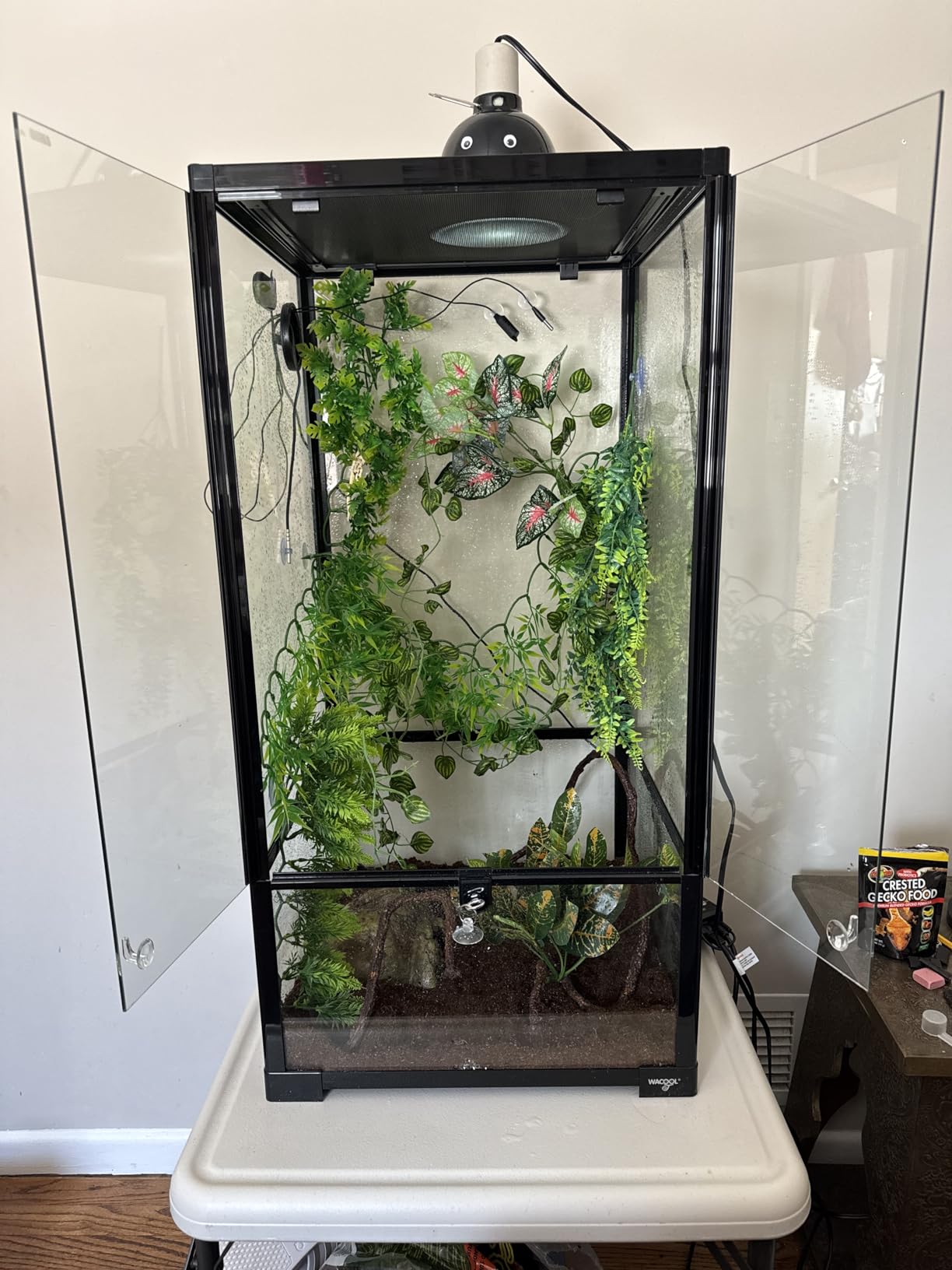 WACOOL Tempered Glass 40 Gallon Reptile Tank, Front Opening Reptile Terrarium 30