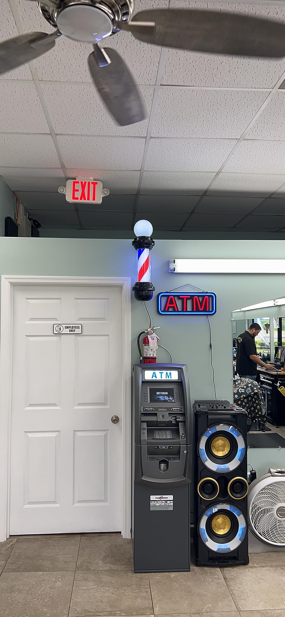 27'' Wall-Mounted Barber Pole Led Light, Red, White, Blue Stripes, Waterproof, for Salon customer photo 2