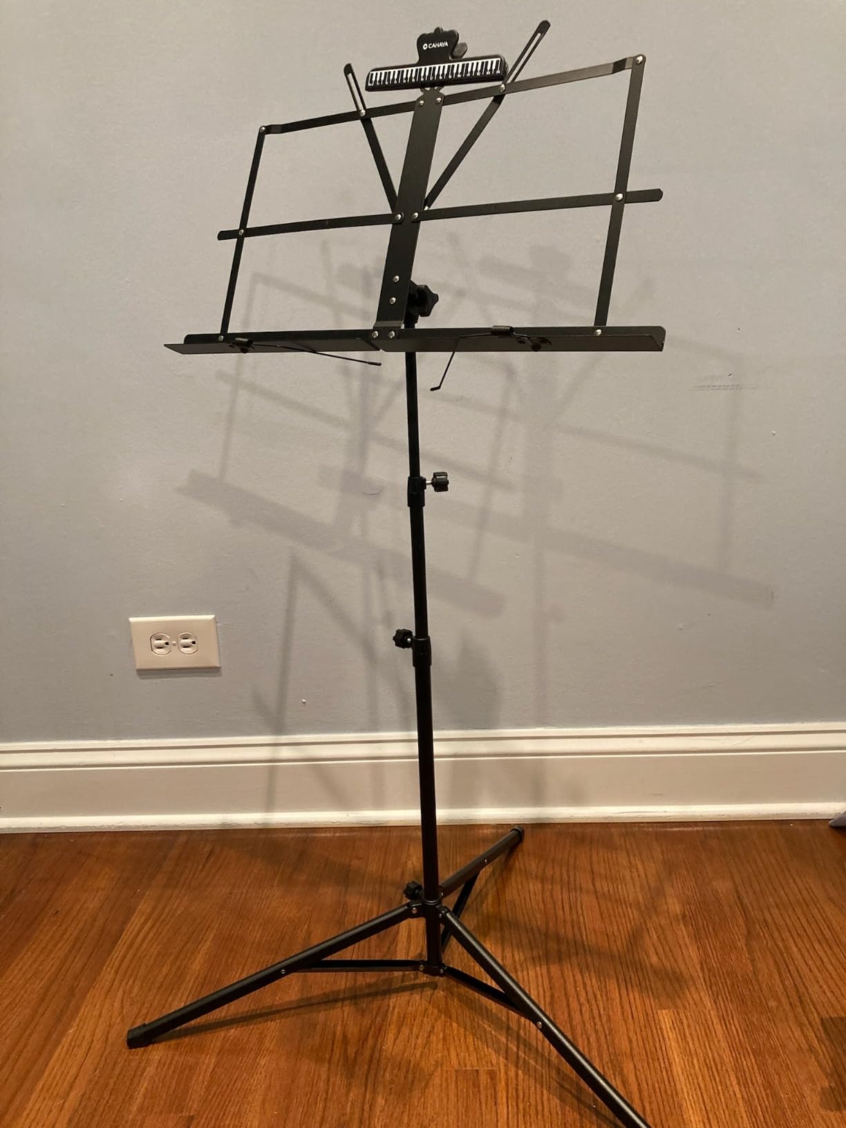 CAHAYA Dual-Use Reinforced Folding Sheet Music Stand with Stand Light & Desktop Book Stand Lightweight Portable Adjustable with Carrying Bag Including Music Sheet Clip Holder customer photo 1