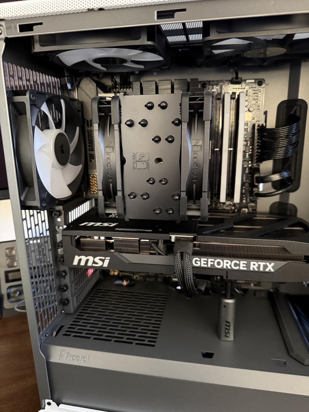 North Charcoal Black Tempered Glass Dark - Genuine Walnut Wood Front - Glass Side Panel - Two 140mm Aspect PWM Fans Included - Type C USB - ATX Airflow Mid Tower PC Gaming Case customer photo 1