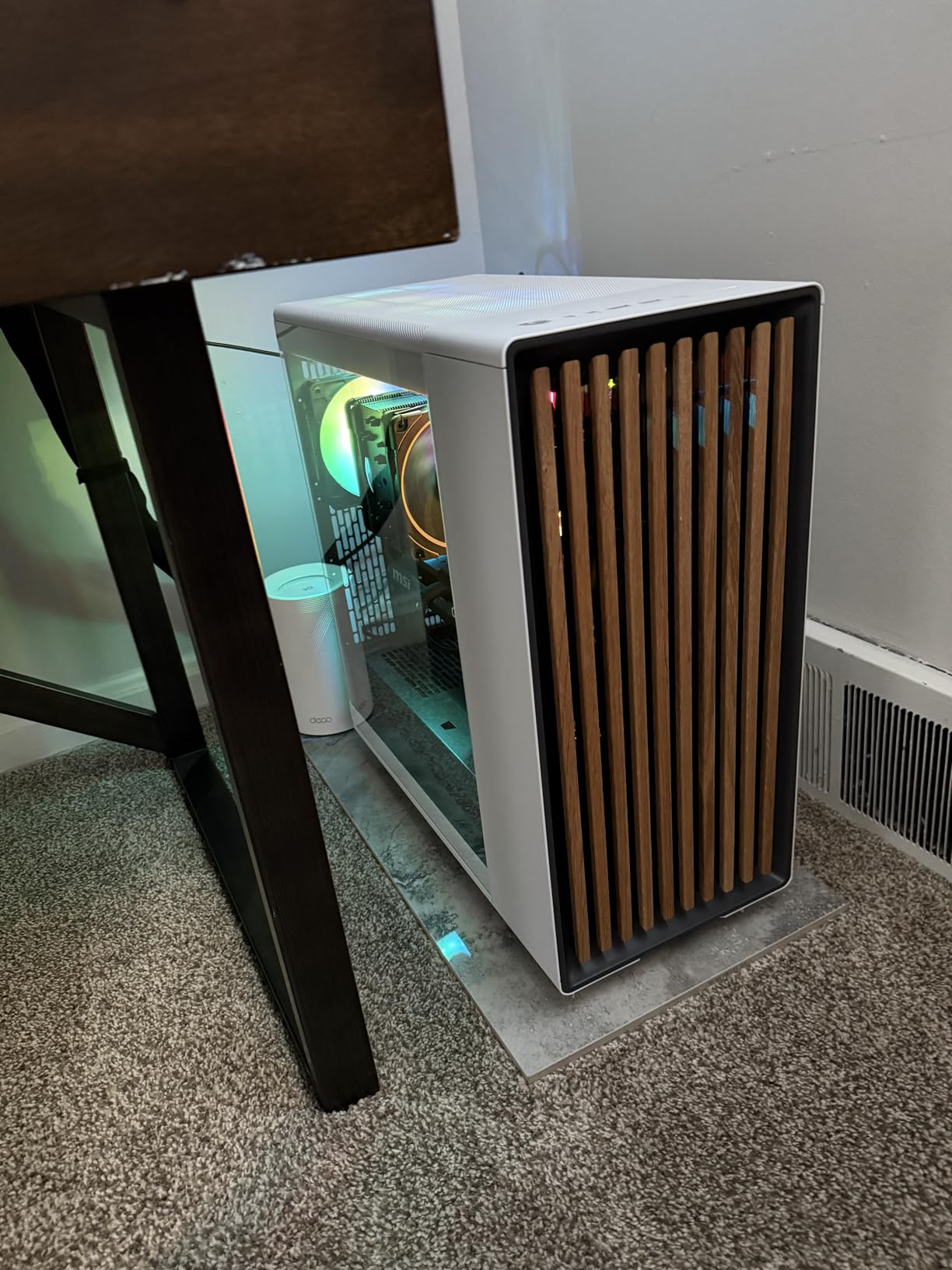 North Charcoal Black Tempered Glass Dark - Genuine Walnut Wood Front - Glass Side Panel - Two 140mm Aspect PWM Fans Included - Type C USB - ATX Airflow Mid Tower PC Gaming Case customer photo 2