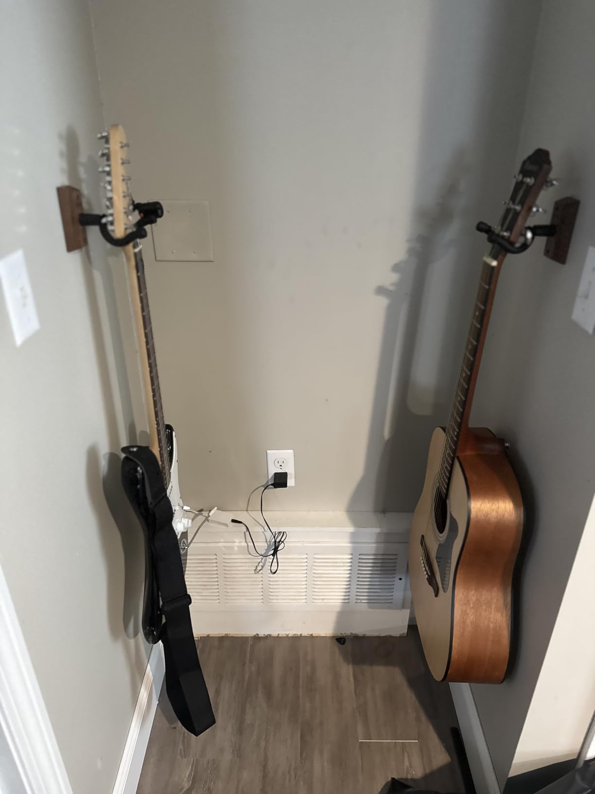 Guitar Wall Mount 2 Pack, Black Walnut Wood Guitar Hanger, U-Shaped Guitar Wall Hanger Mount, Guitar Holder Hook Stand Wall for Acoustic, Electric Guitar, Banjo, Bass customer photo 1