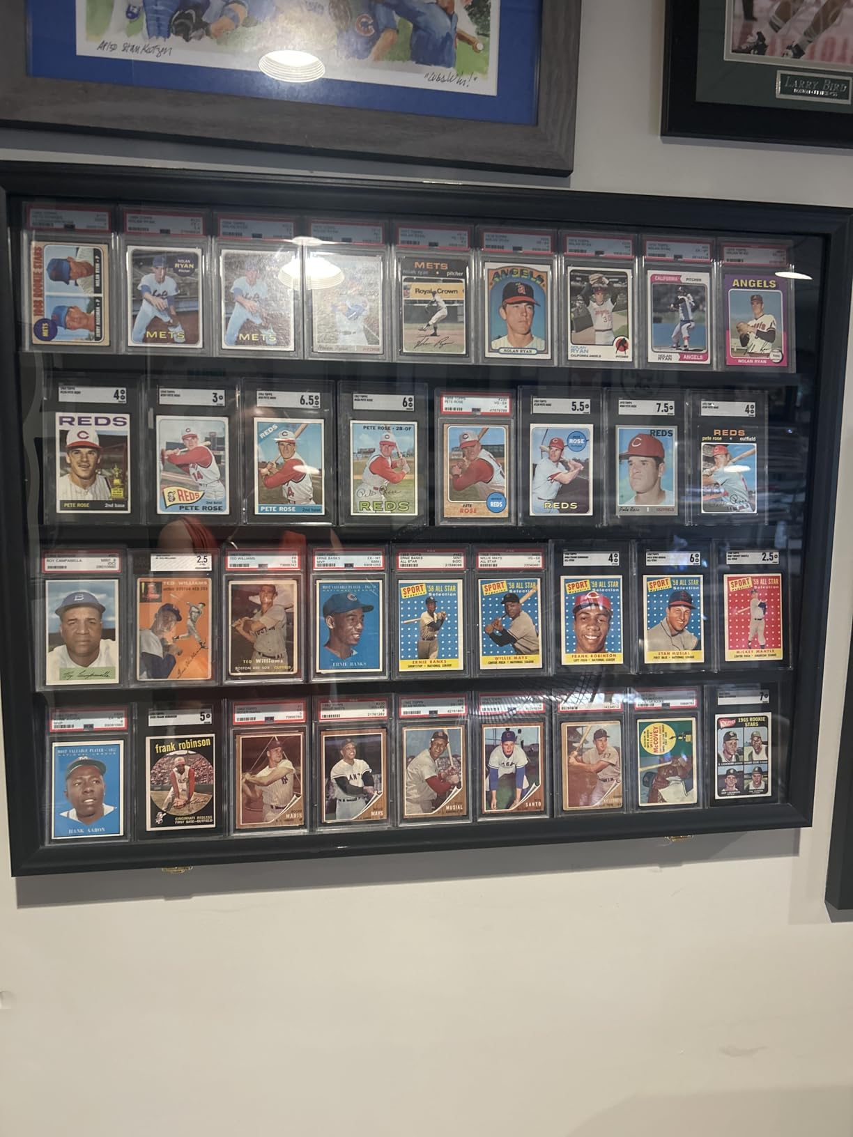 VERANI 35 Baseball Card Display Case - Graded Sports Card Display Frame - Holds Sport Cards with UV Protection Clear View Lockable Wall Cabinet for Football Basketball Hockey Trading Card Large Black customer photo 2