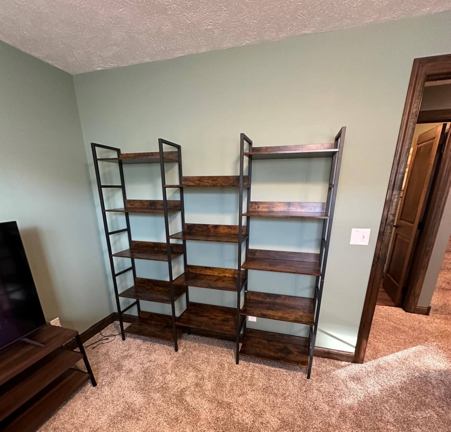 IRONCK Bookshelf, Bookshelves and Bookcases, 5 Tiers Bookshelf with Baffles, Large Book Shelf with Metal Shelving, Triple Wide Shelves for Living Room, Home Office customer photo 1