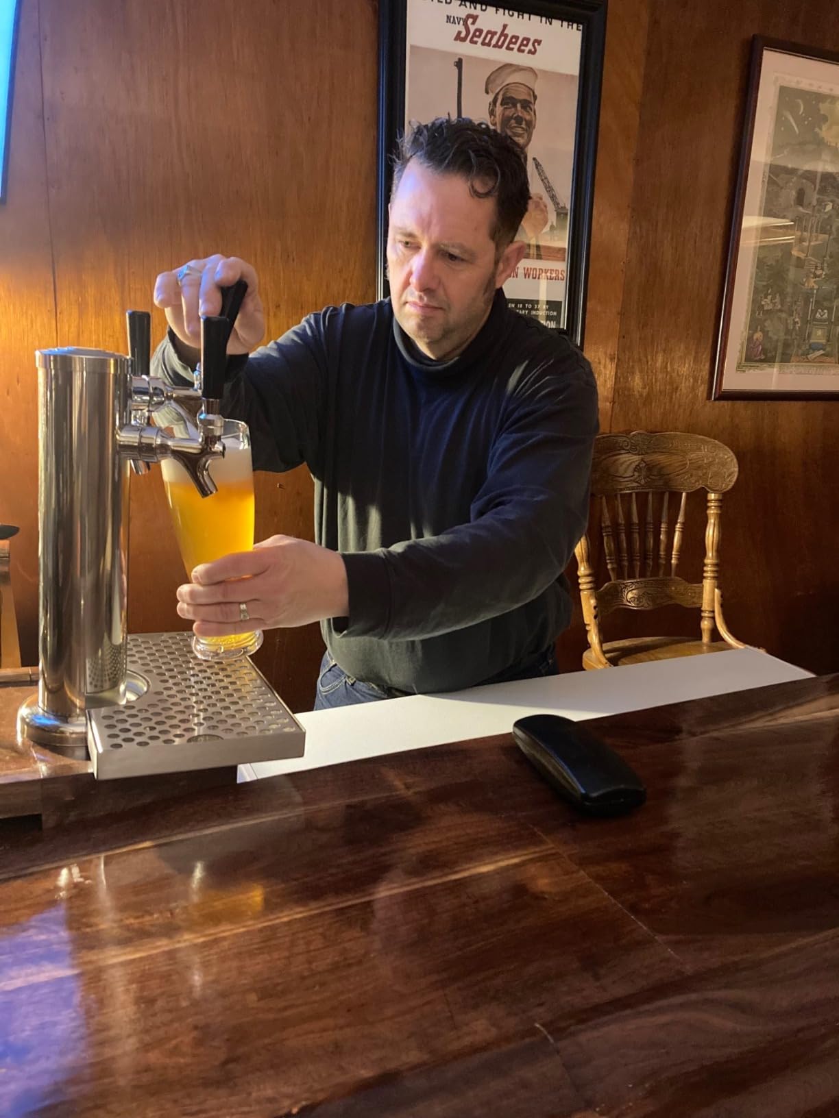 Triple Tap Draft Beer Tower, Stainless Steel 3'' Flange Brewing Tower Stainless Core Keg Tap Dispenser Self-Closing Faucet Spring 1/4'' Barb Fitting Kit for Kegerator Countertop Installation customer photo 2