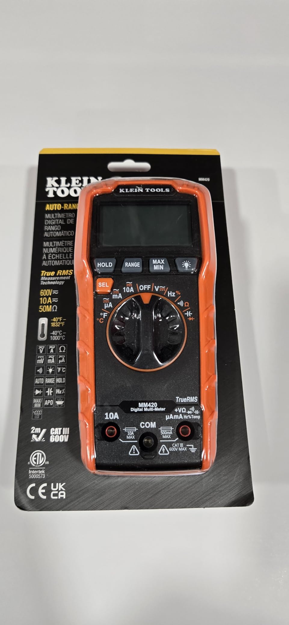 Klein Tools MM420 Digital Multimeter, Auto-Ranging TRMS Multimeter, 600V AC/DC Voltage, 10A AC/DC Current, 50 MOhms Resistance customer photo 1