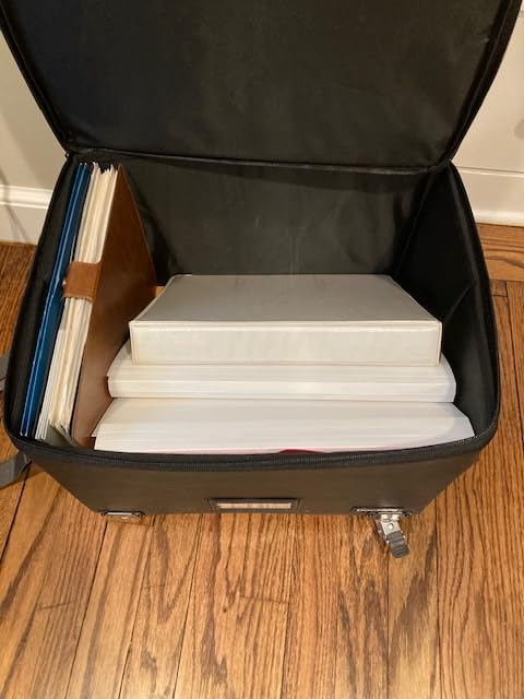 DocSafe Fireproof Document Box with Lock,2-Layer File Box with Wheels,Collapsible File Storage Organizer with Pockets,Large Portable Home Filing Cabinet for Hanging Folders,Black,16''x13.8''x12.2'' customer photo 1