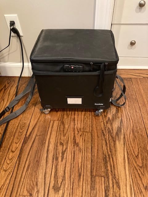 DocSafe Fireproof Document Box with Lock,2-Layer File Box with Wheels,Collapsible File Storage Organizer with Pockets,Large Portable Home Filing Cabinet for Hanging Folders,Black,16''x13.8''x12.2'' customer photo 2