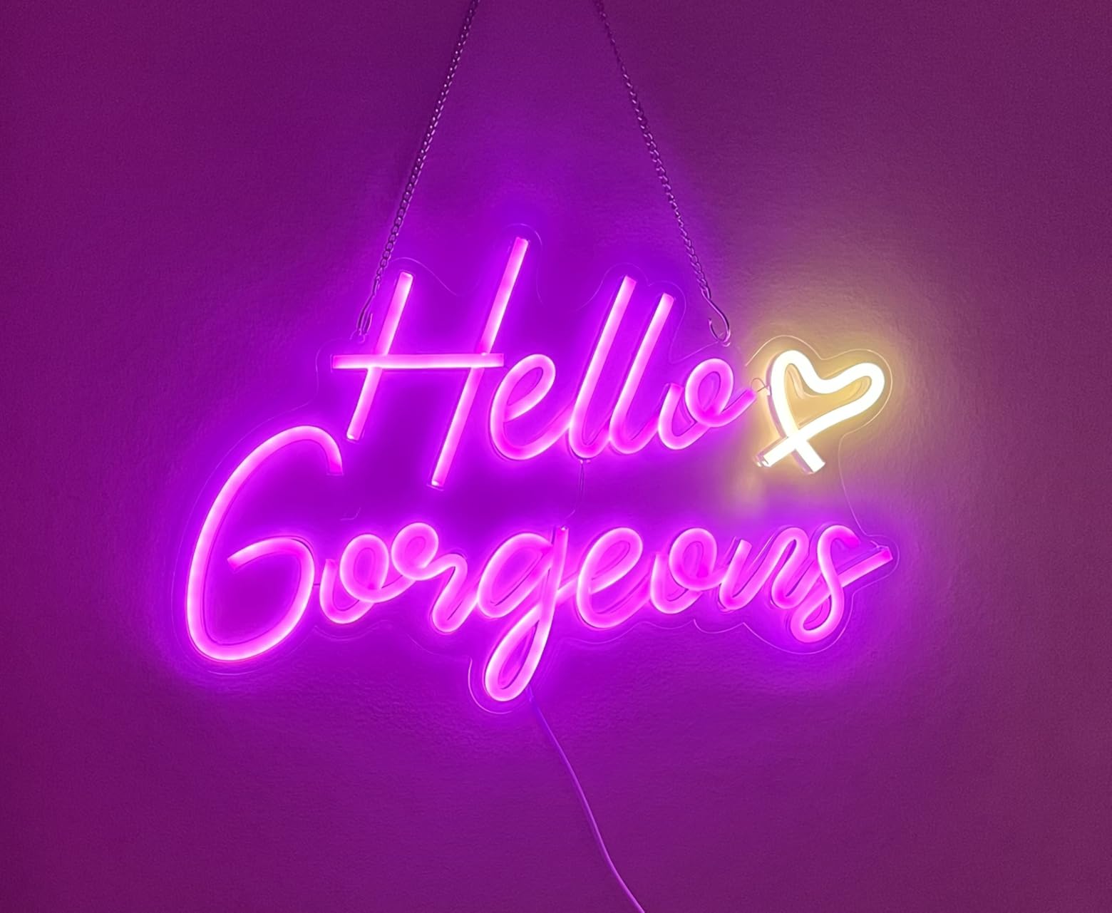 Hello Gorgeous Neon Sign Hello Beautiful Pink LED Neon Lights for Home Wedding Birthday Backdrop Bachelorette Party With Dimmable Switch customer photo 2