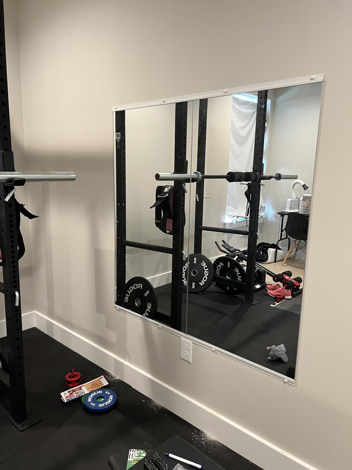 Delma Home Gym Mirror, 48''x24''x2PCS Silver, Large Full Body Tempered Glass Frameless, Wall-Mounted for Gym, Yoga, Garage, Bedroom, Bathroom customer photo 1