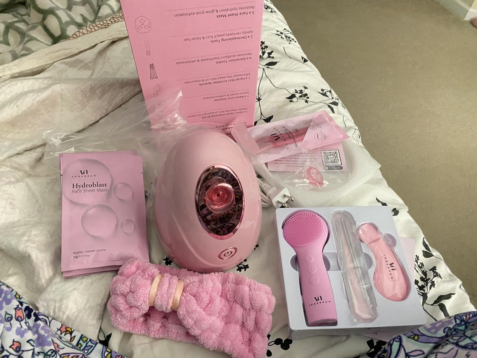 Facial Steamer Spa Kit with Complimentary 17 Skin Care Tools | Face Steamer for Facial Deep Cleaning with Towel Warmer & Humidifier Mode| Self Care Gifts for Women, Spa Gifts, Birthday Gifts for Women customer photo 1