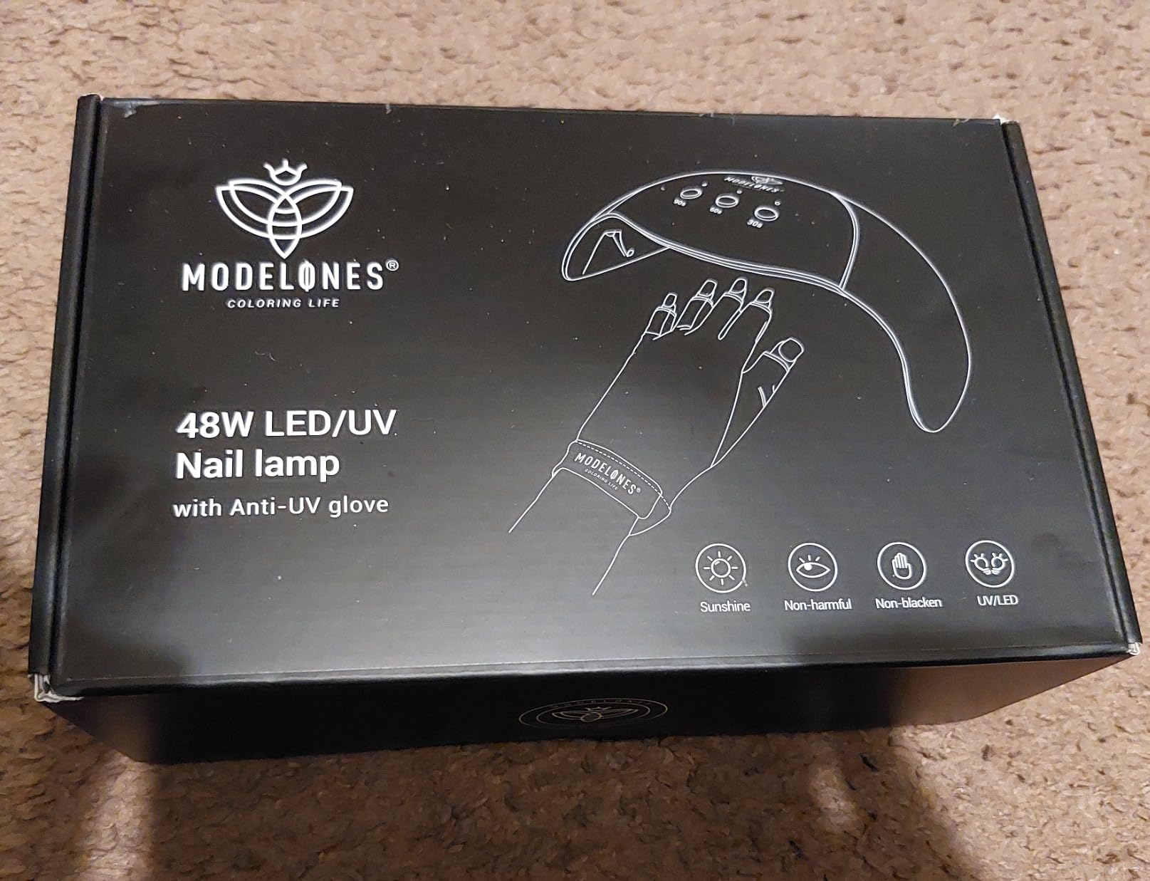 Modelones UV Light for Gel Nails with Gloves, 48W Nail Dryer with 3 Timer Settings, Lamps for Gel Polish, Professional UPF99+ UV Protection Gloves customer photo 2