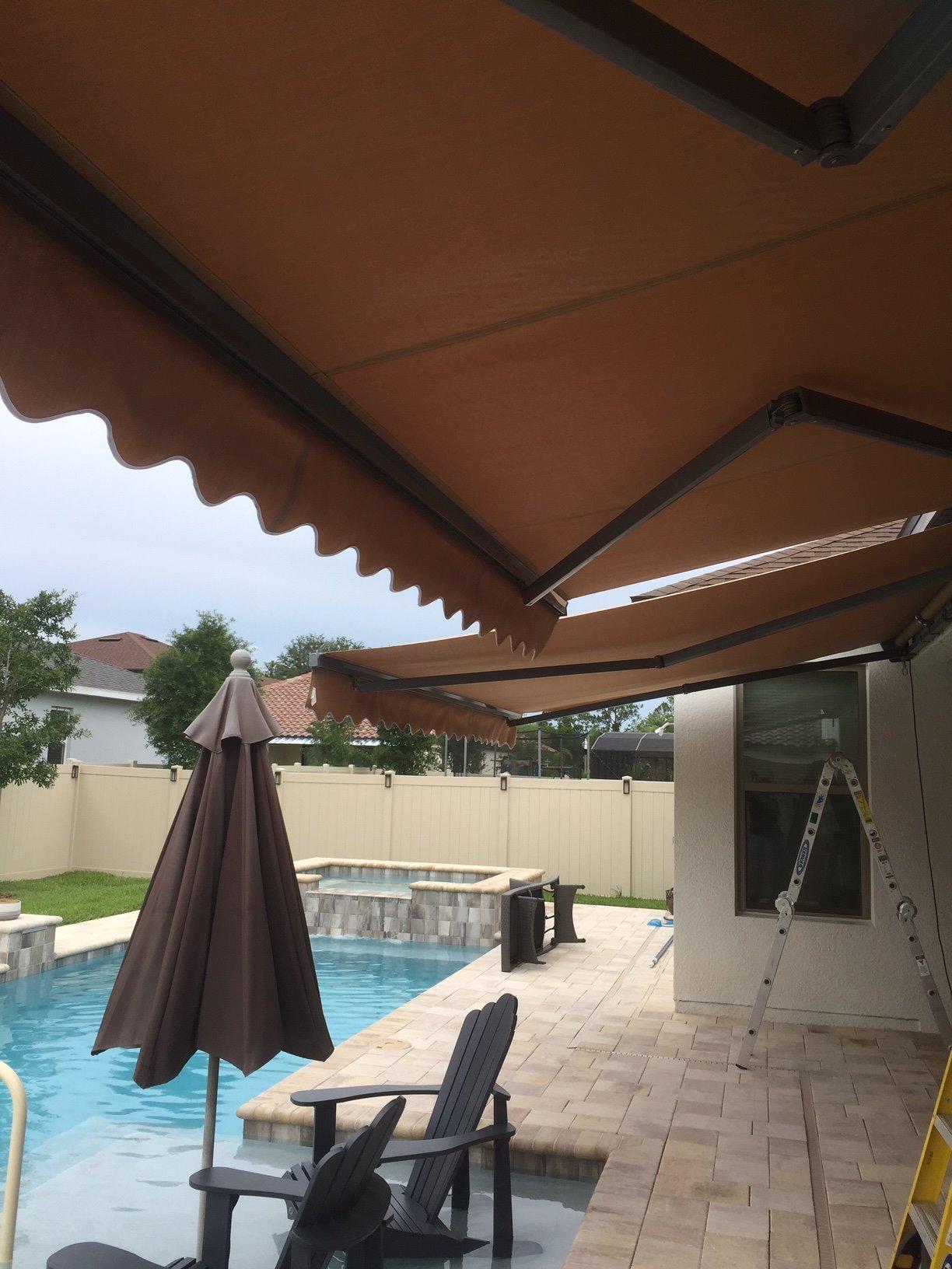 ADVANING Classic Series 16'X10' Electric Retractable Awning, 100% Acrylic UV+ Sun Shade Canopy, Light Taupe (Solid), EA1610-A013H customer photo 1