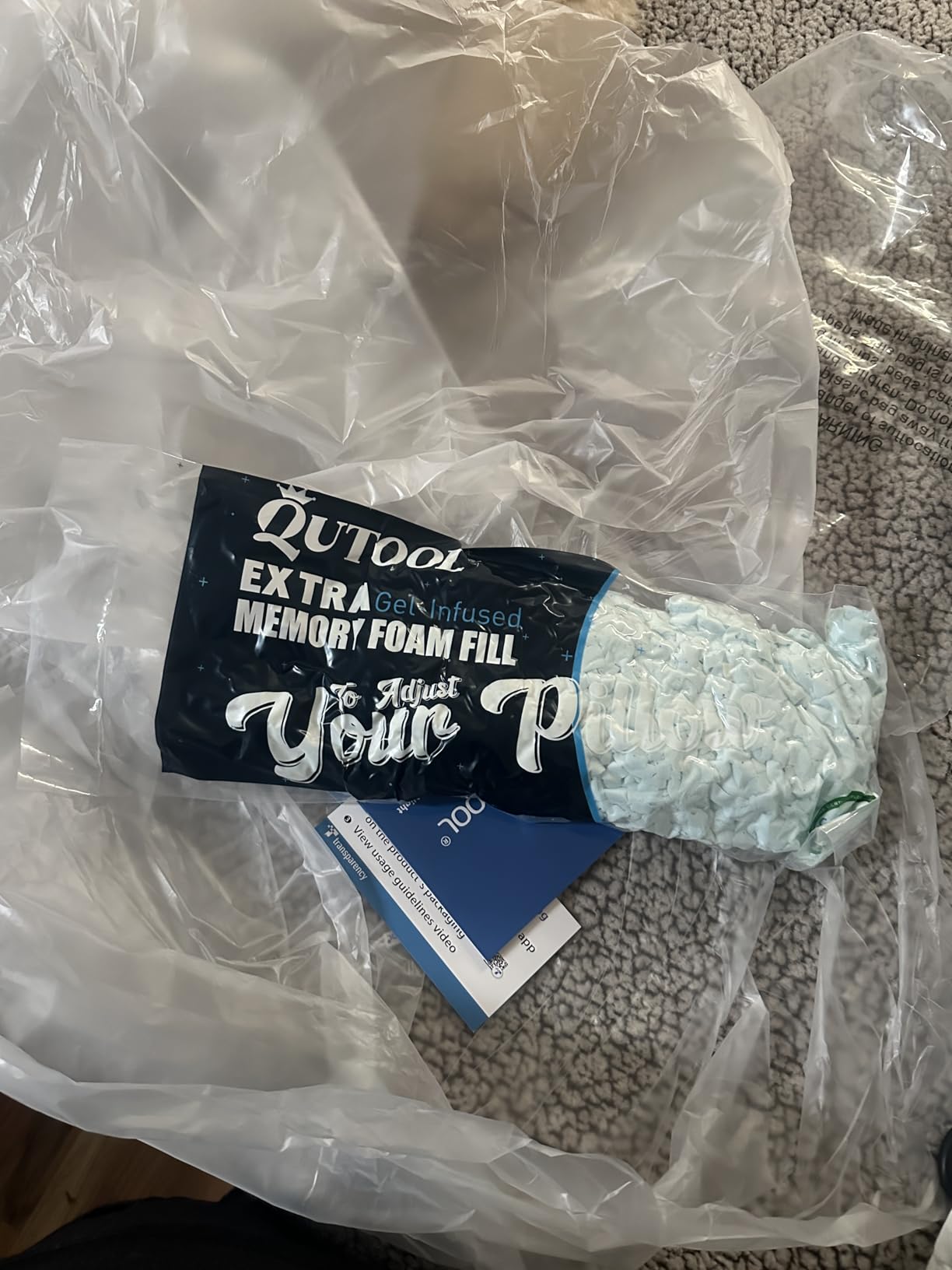 QUTOOL Cooling Pillow for Sleeping, CertiPUR-US Shredded Memory Foam Standard Pillow Set of 1, Cool Pillow for Hot Sleepers Adjustable Firm Pillow for Side,Back,Stomach Sleepers Soft Yet Support customer photo 1