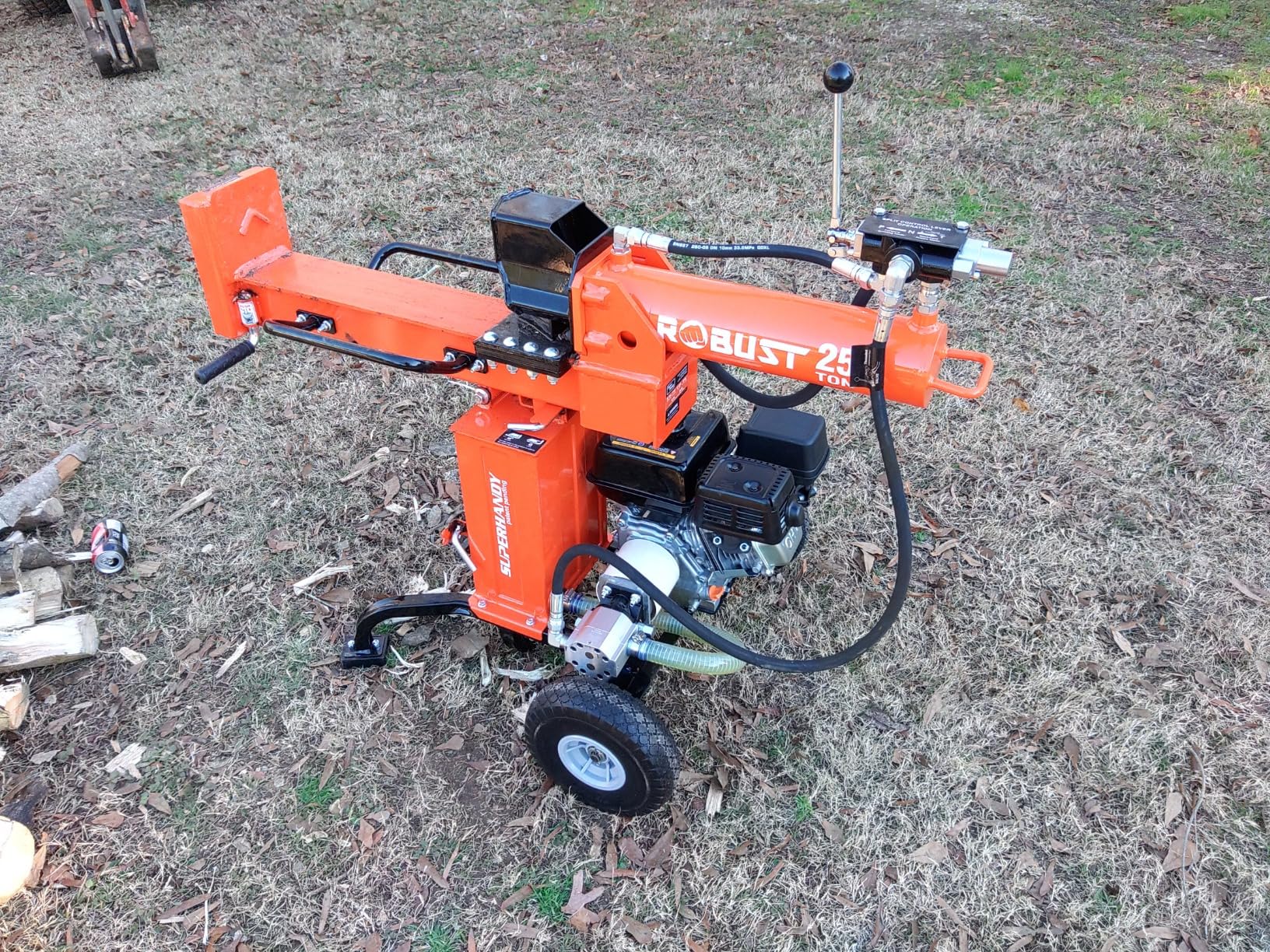 SuperHandy Portable 25 Ton Gas Log Splitter with 7HP Engine, Bucher Gear Pump, and Horizontal/Vertical Half Beam Steel Wedge for Firewood Splitting and Forestry Harvesting customer photo 1