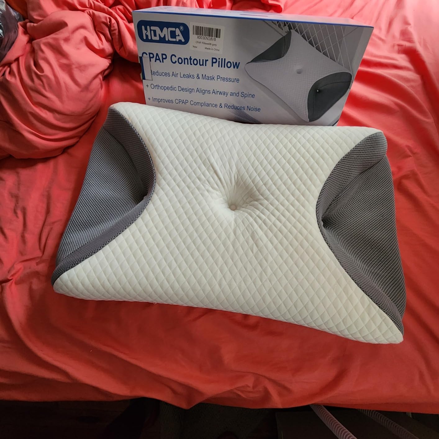 HOMCA CPAP Pillow for Side Sleeping, CPAP Nasal Pillows for All CPAP Masks Users to Reduce Air Leaks & Masks Pressure, Neck Support Pillows for Sleeping for Neck Pain Relief customer photo 2