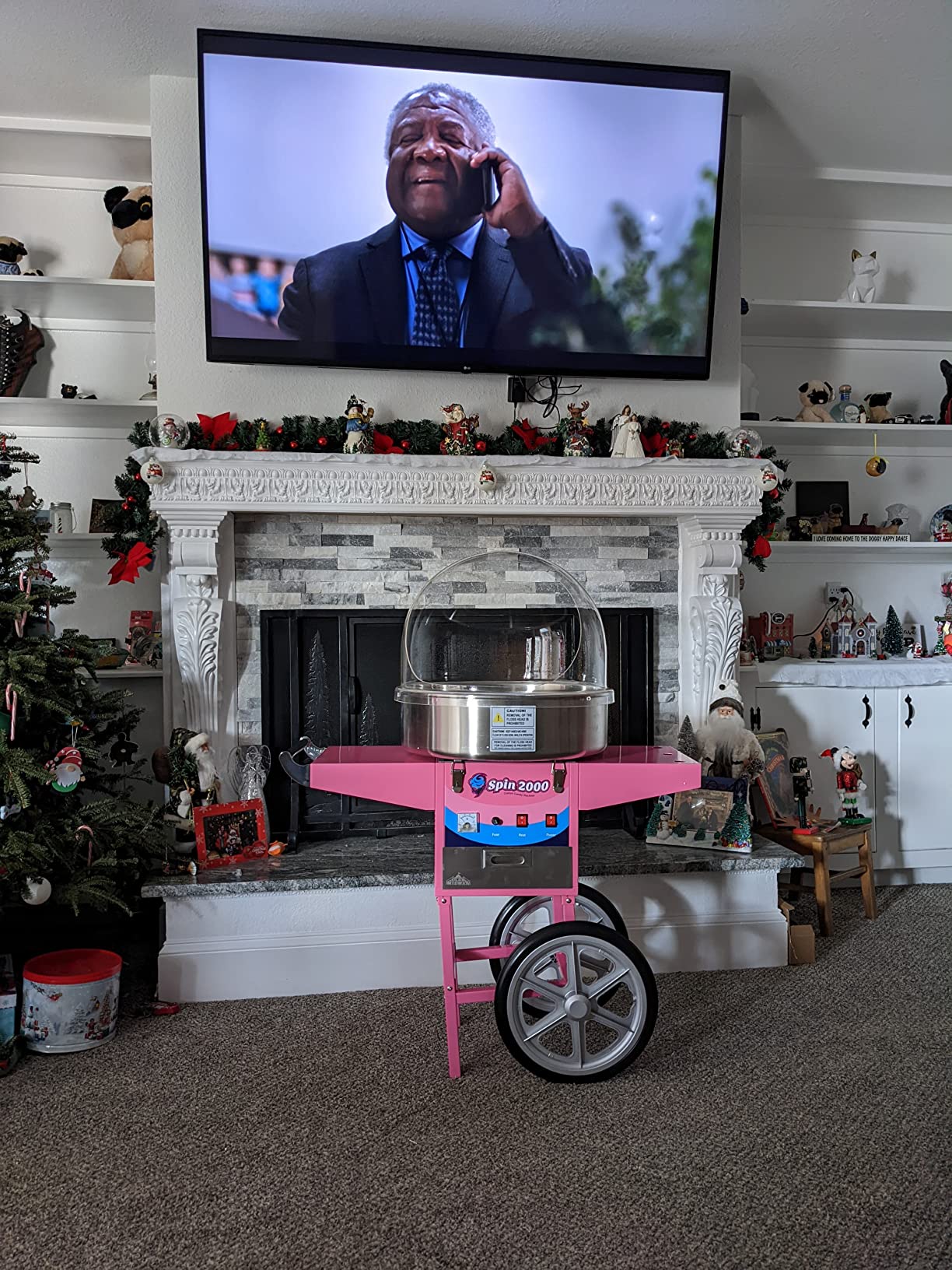 Olde Midway Cotton Candy Machine Cart with Bubble Shield, SPIN-2000 Electric Candy Floss Maker, Commercial-Grade customer photo 1