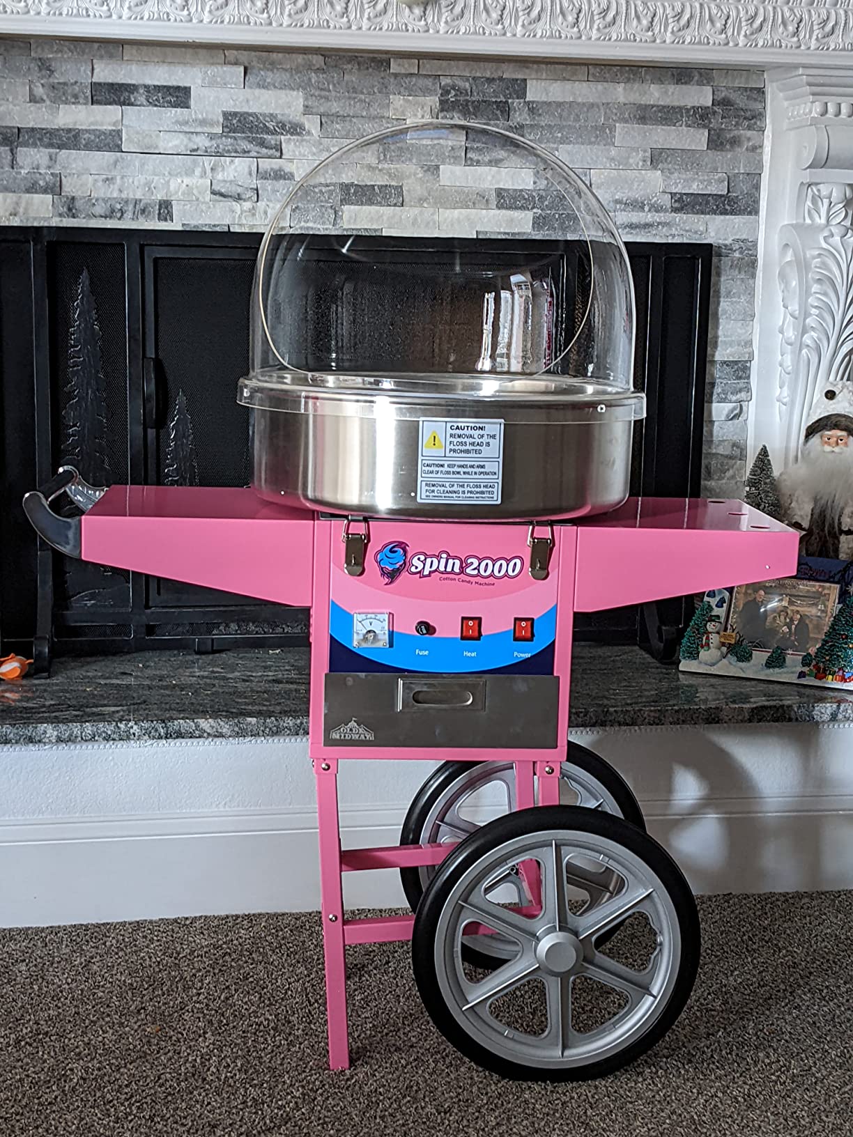 Olde Midway Cotton Candy Machine Cart with Bubble Shield, SPIN-2000 Electric Candy Floss Maker, Commercial-Grade customer photo 2