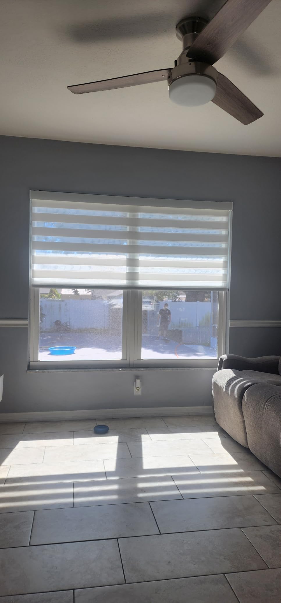 Yoolax Motorized Zebra Blinds Compatible with Alexa, Smart Dual Layer Shades with Privacy Light Control, Electric Horizontal Window Blind Customized Size for Home Office customer photo 2