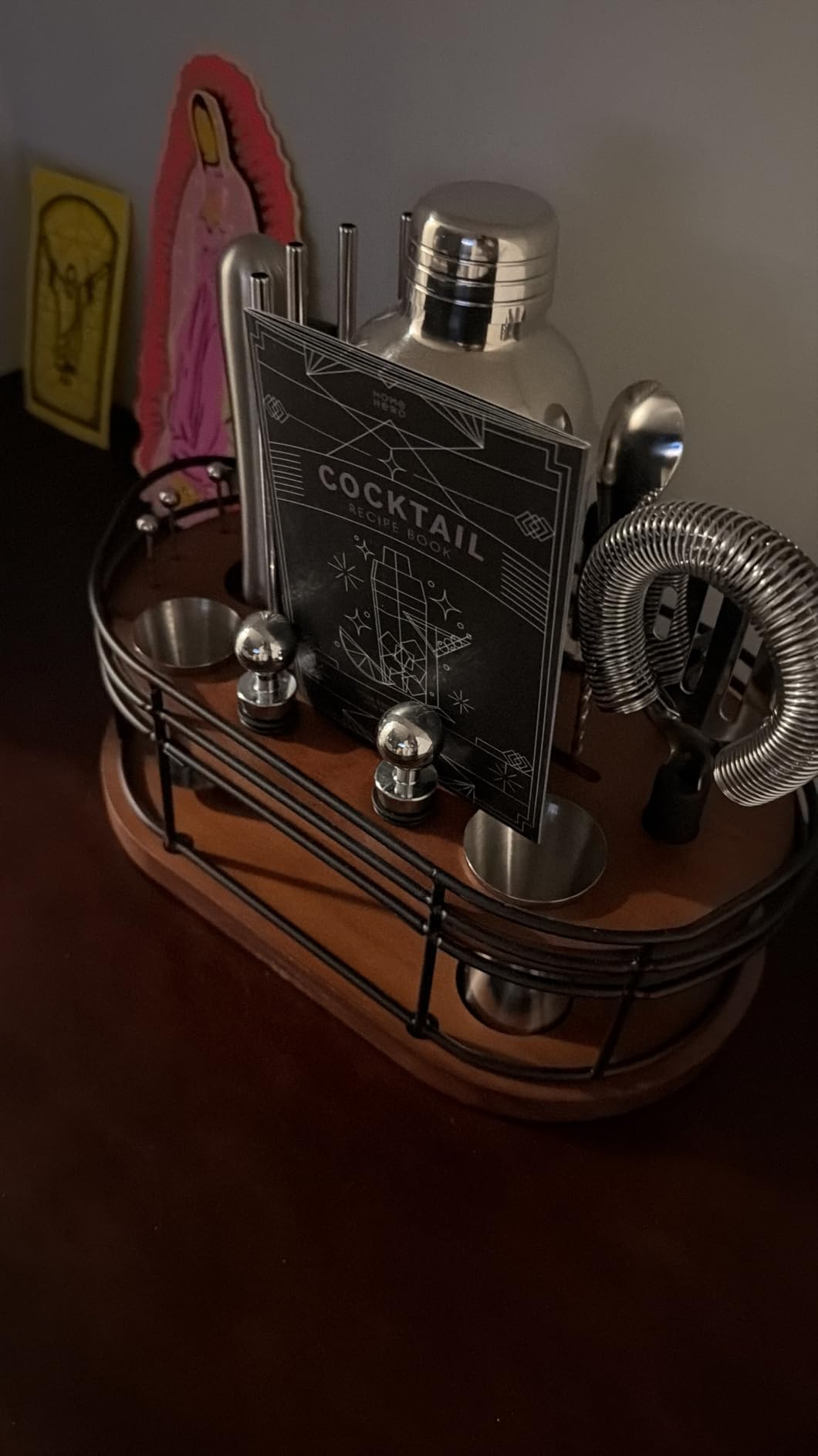 Home Hero Bartender Kit - 22-Piece Cocktail Shaker & Bar Tool Set - Wooden Stand Display & Bar Cart Accessories - Recipe Book & Housewarming Gifts - 22-Pc, Silver customer photo 1