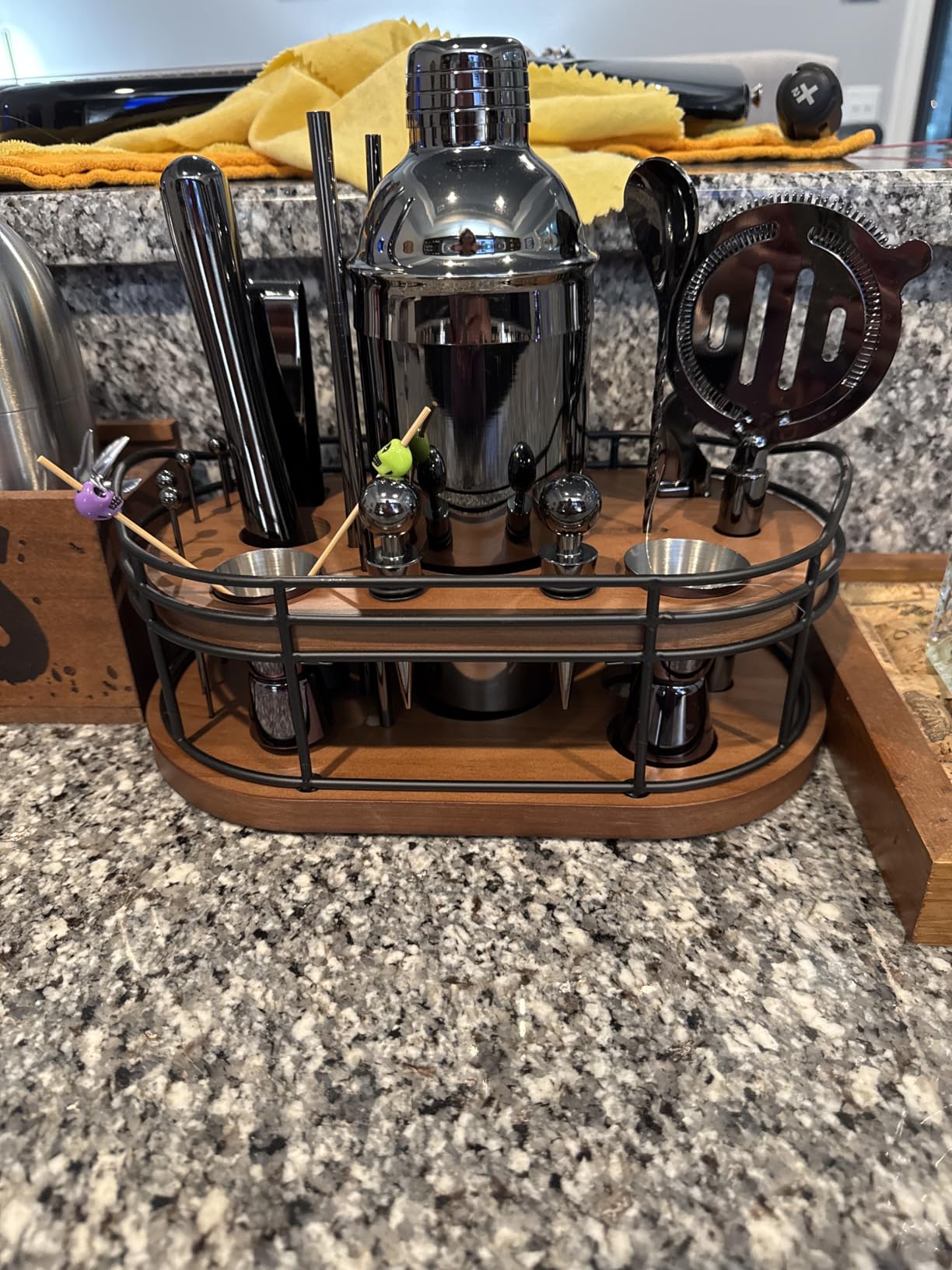 Home Hero Bartender Kit - 22-Piece Cocktail Shaker & Bar Tool Set - Wooden Stand Display & Bar Cart Accessories - Recipe Book & Housewarming Gifts - 22-Pc, Silver customer photo 2