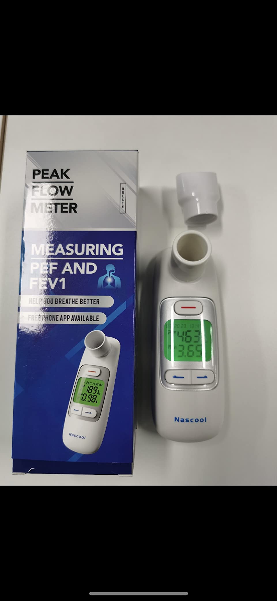 Peak Flow Meter with Bluetooth APP Spirometer for Asthma Monitor Tests PEF FEV1 Home Medical for Kids Adults with 300 Records Storage Function customer photo 2