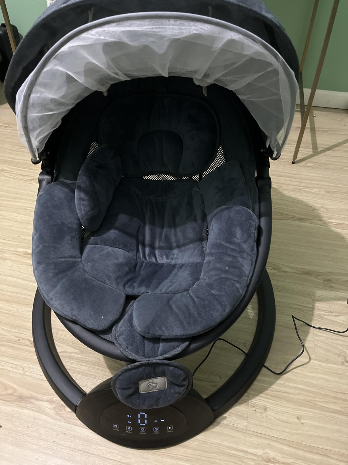BabyBond Baby Swings for Infants, Bluetooth Infant Swing with Music Speaker, 3 Seat Positions, 5 Point Harness Belt, 5 Speeds and Remote Control - Portable Baby Swing for Indoor and Outdoor (Black) customer photo 1