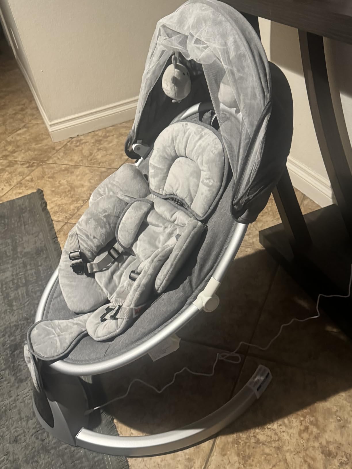 BabyBond Baby Swings for Infants, Bluetooth Infant Swing with Music Speaker, 3 Seat Positions, 5 Point Harness Belt, 5 Speeds and Remote Control - Portable Baby Swing for Indoor and Outdoor (Black) customer photo 2
