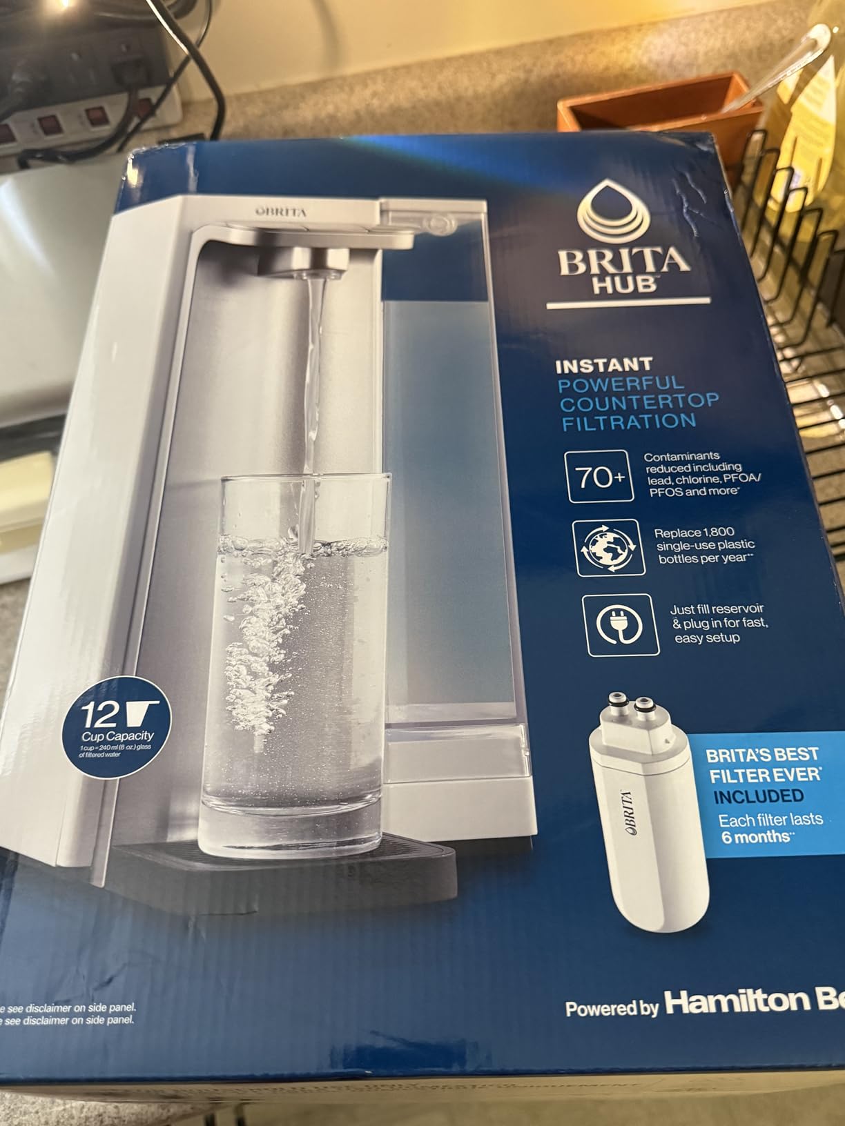 Brita Hub Instant Powerful Countertop Water Filter System, Reduces 70+ Contaminants, 12 Cup Water Reservoir, Includes 6 Month Carbon Block Filter, White, 87340 customer photo 2