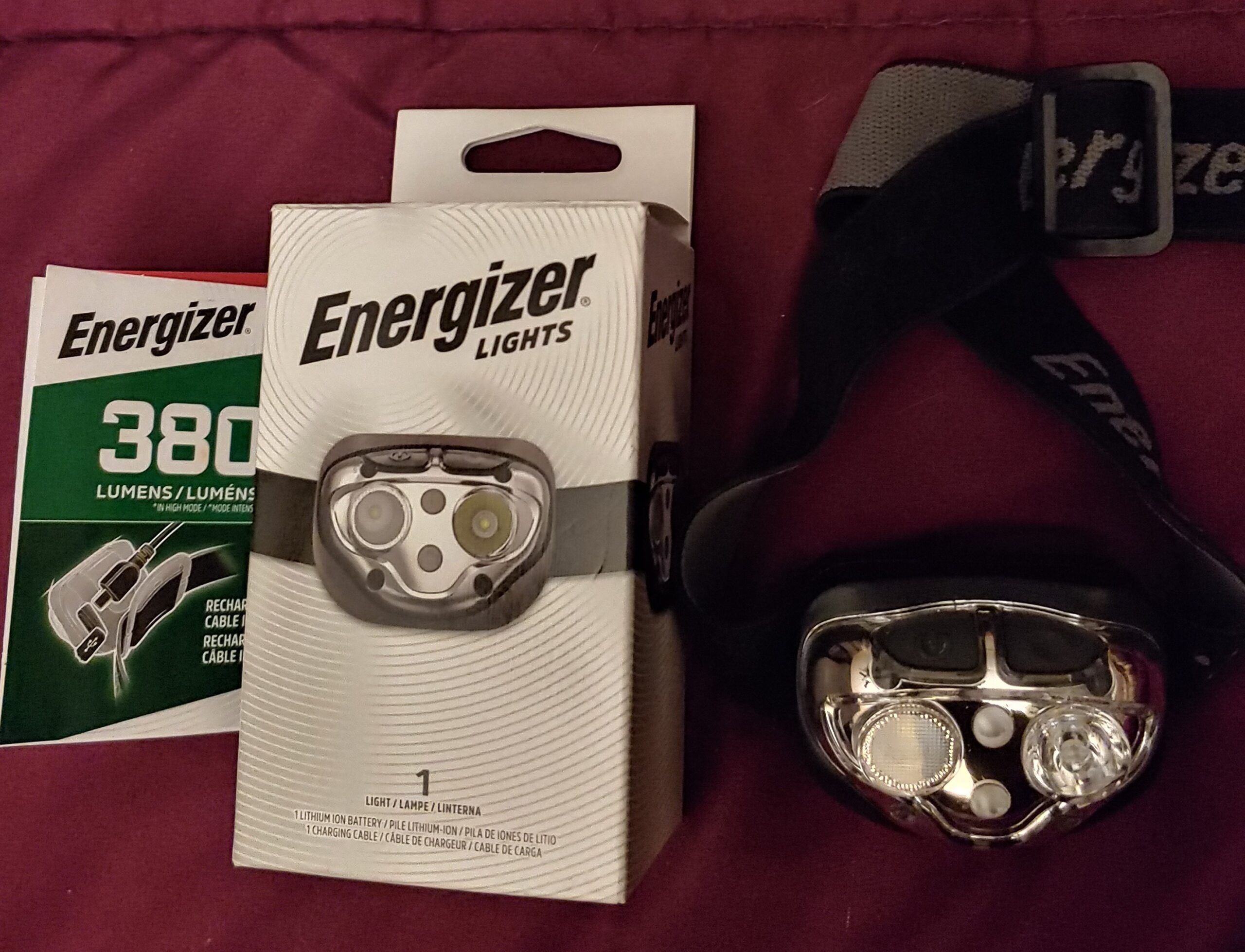 Energizer PRO-400 Headlamp Rechargeable (2-Pack), IPX4 Water Resistant Rechargeable Headlamp, Ultra Bright Multiple Light Modes Head Lamp, Camping, Running, Outdoors, Emergency Light, USB Included customer photo 1
