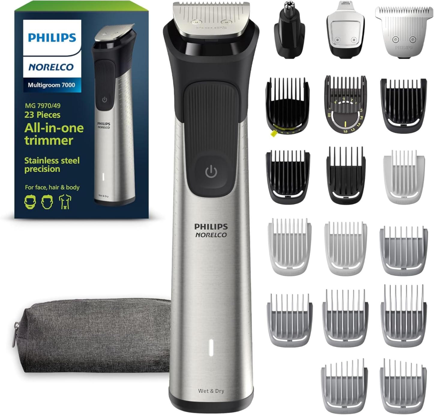 Norelco Philips Multigroom 7000 Series, All-in-One Trimmer, Beard Trimmer and Hair Clipper, 19-Piece Men's Grooming Kit for Beard, Head, Hair, Body, and Face, Soft Pouch, MG7910/49 customer photo 2