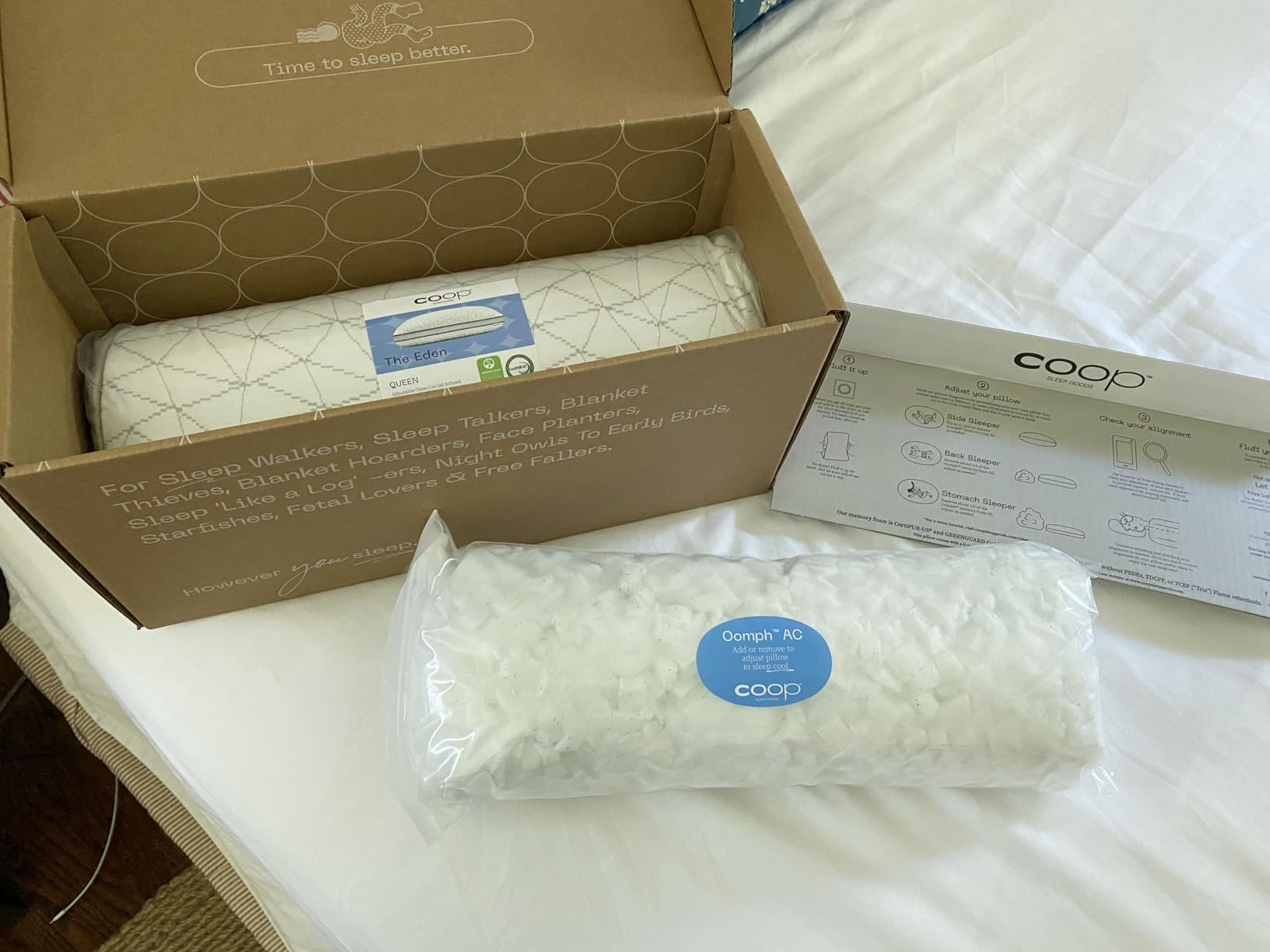 Coop Home Goods Cool+ Adjustable Pillow, Queen Size Plus Shaped Memory Foam Pillows with Cooling Gel, Back, Stomach or Side Sleeper, Neck Support for Sleeping, CertiPUR-US/GREENGUARD Gold customer photo 2