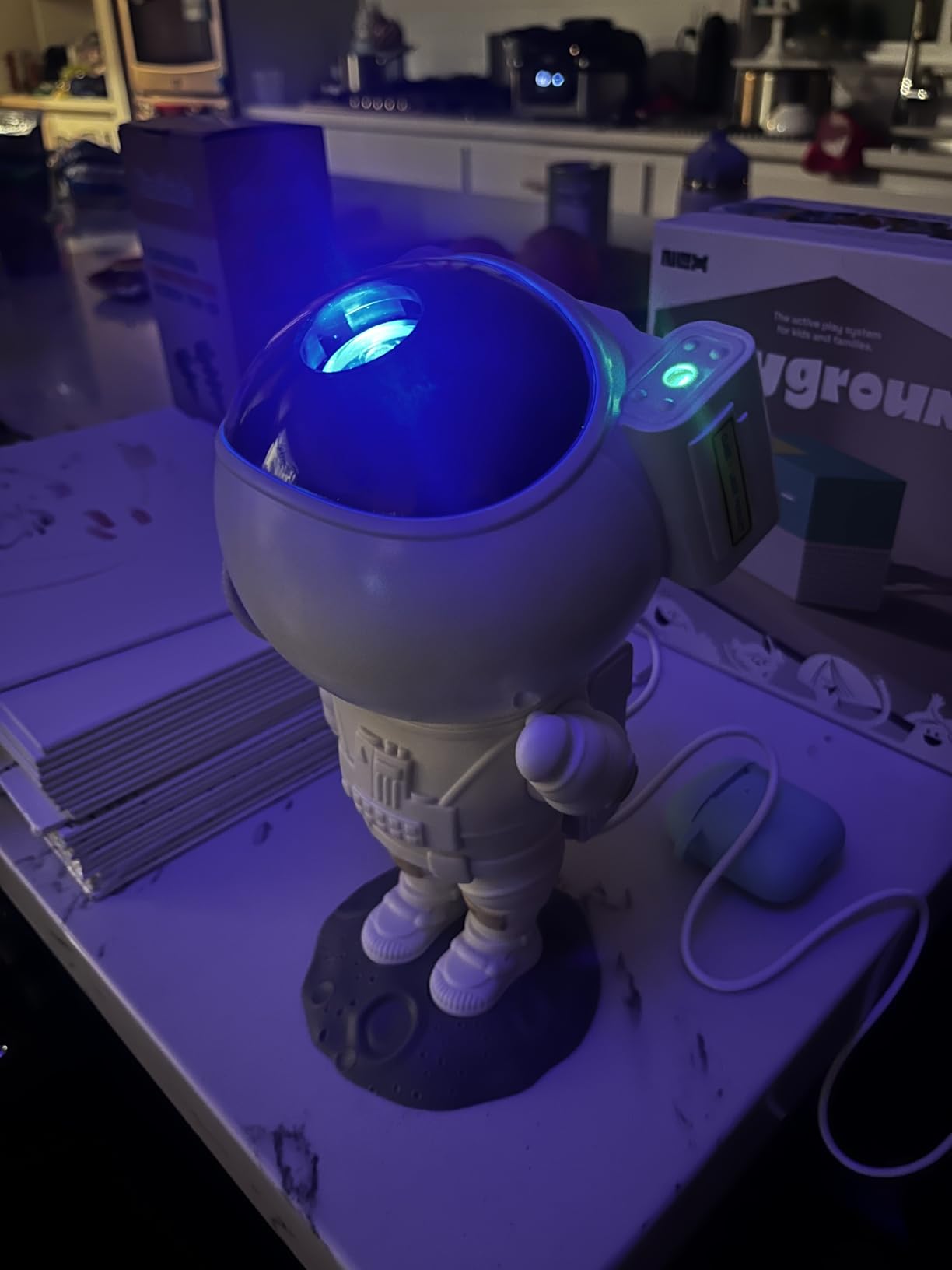 Galaxy Projector for Gaming Room Decor - Black Astronaut Star Projector, Cool Stuff for Men's Bedroom Accessories, LED Nebula Light with Remote, for Teen Boys & Gamers customer photo 2