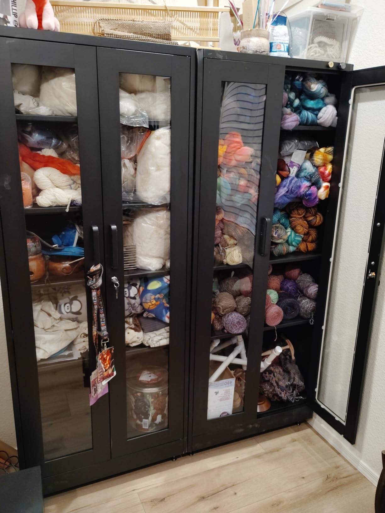 Display Cabinet with Glass Doors, 71 Inches Metal Display Case with 4 Adjustable Shelves, Curio Storage Cabinet with Lock for Home, Office, Book, Pantry customer photo 1