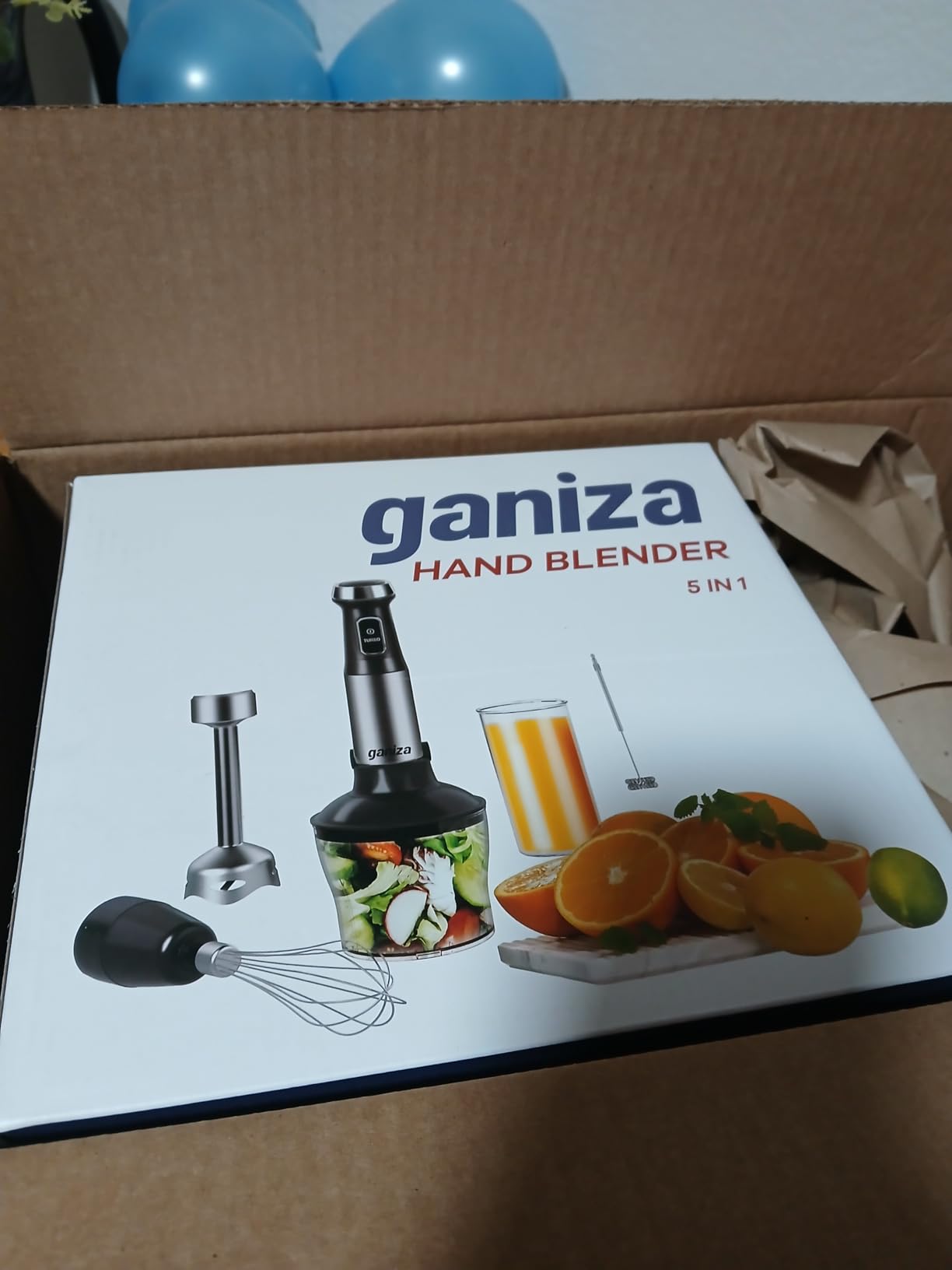 Ganiza Immersion Blender 5 in 1 Hand Blender Max 1000W Heavy Duty Motor, 16 Speed Mode Handheld Blender Stainless Steel Blade With 800ml Mixing Beaker, 600ml Chopper, Whisk and Milk Frother customer photo 1