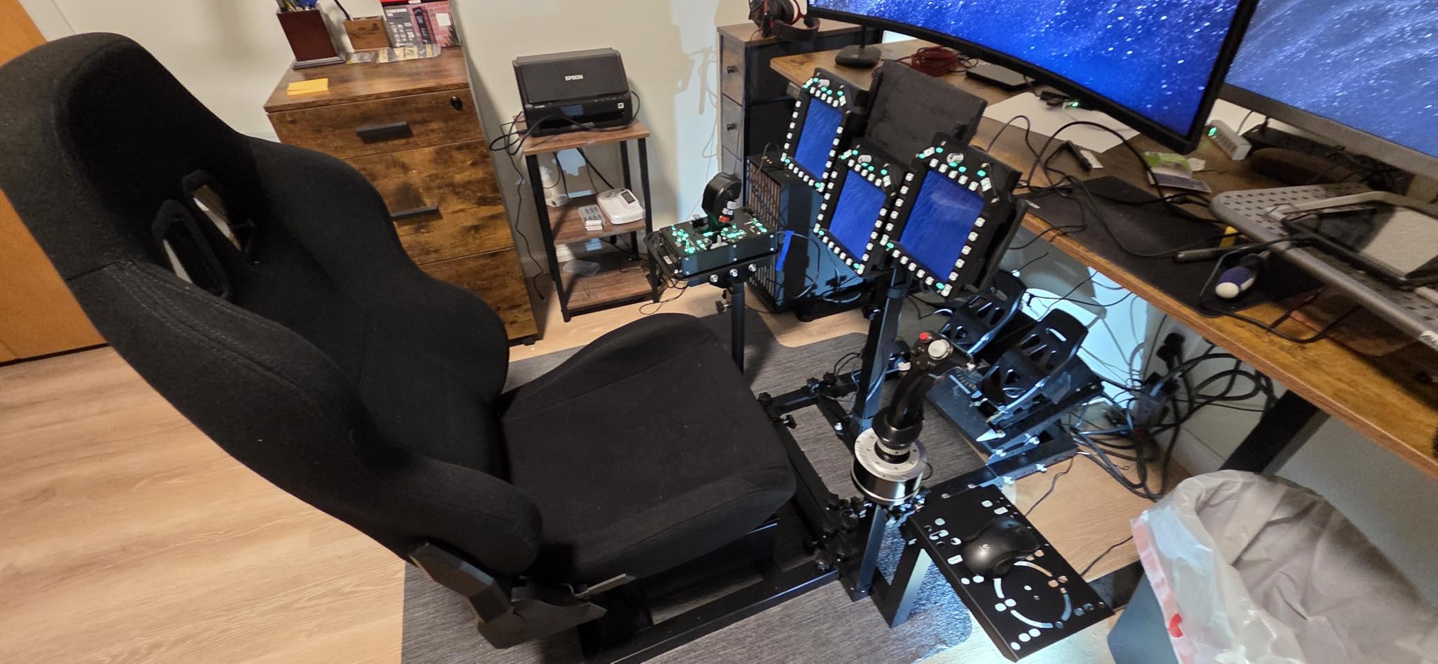 Marada Universal Flight Simulation Cockpit with Racing Seat or Racing Wheel Stand Adjustable Fit for Thrustmaster, HOTAS Warthog, Logitech G29 G920 customer photo 2