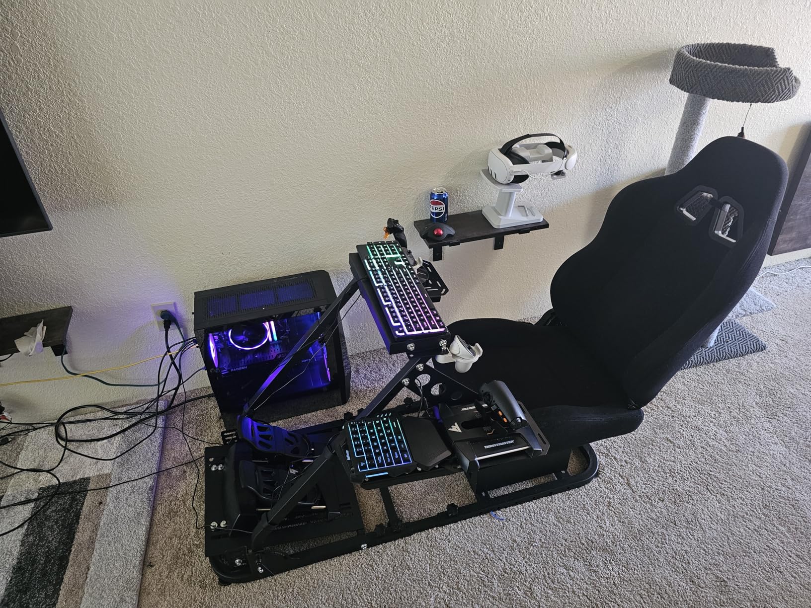 Marada Flight Simulator Cockpit with Black Seat and Racing Sim Cockpit for Driving and Flight Sim Fit for Thrustmaster HOTAS Warthog, Logitech customer photo 1