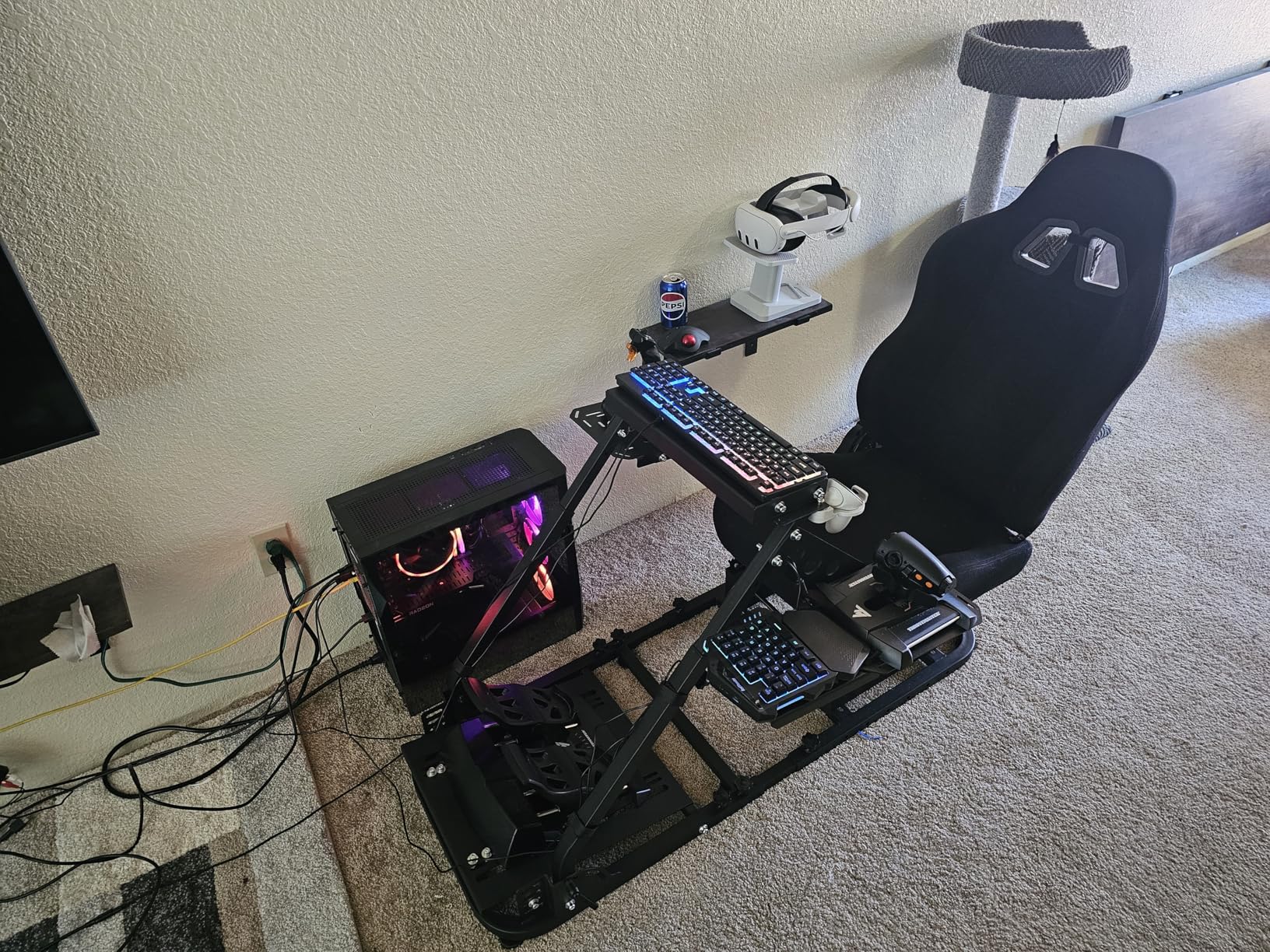 Marada Flight Simulator Cockpit with Black Seat and Racing Sim Cockpit for Driving and Flight Sim Fit for Thrustmaster HOTAS Warthog, Logitech customer photo 2