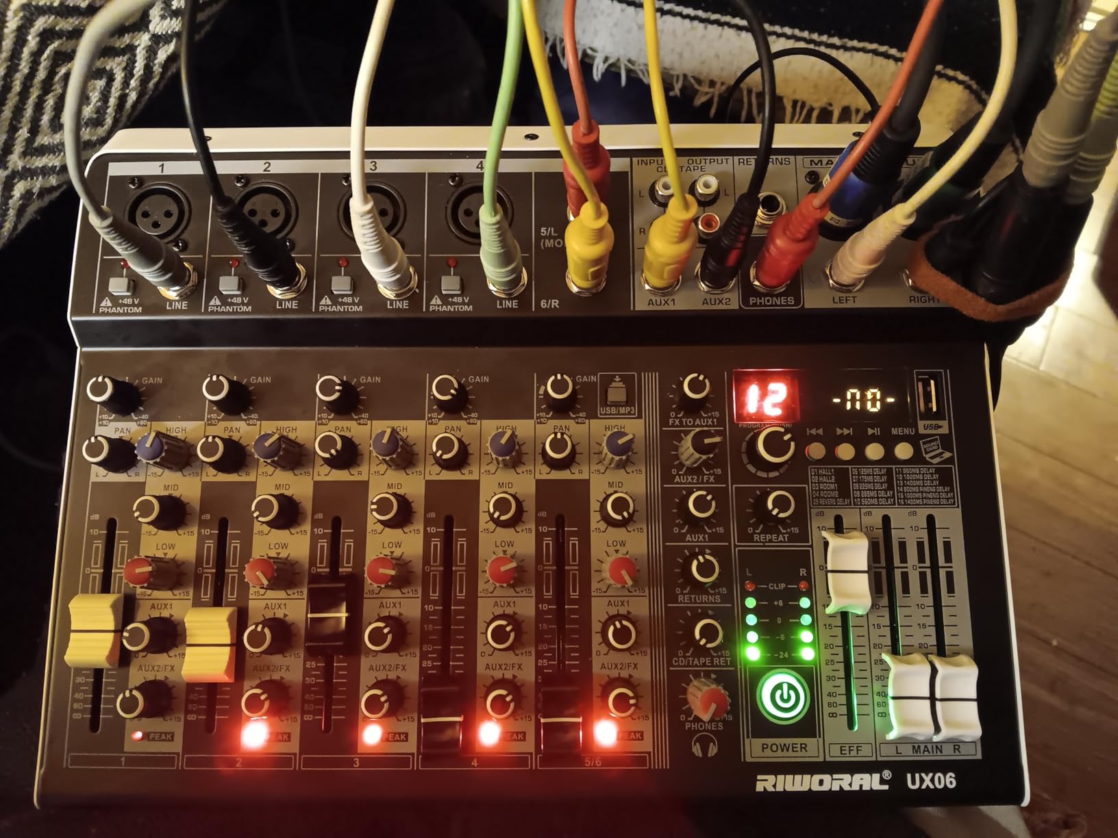 6 Channel Audio Interface Sound Board Mixing Console 16-Bit DSP DJ Mixer Audio Reverb Effect +48V Phantom Bluetooth Studio Audio Mixer For Karaoke Studio Streaming Recording customer photo 1