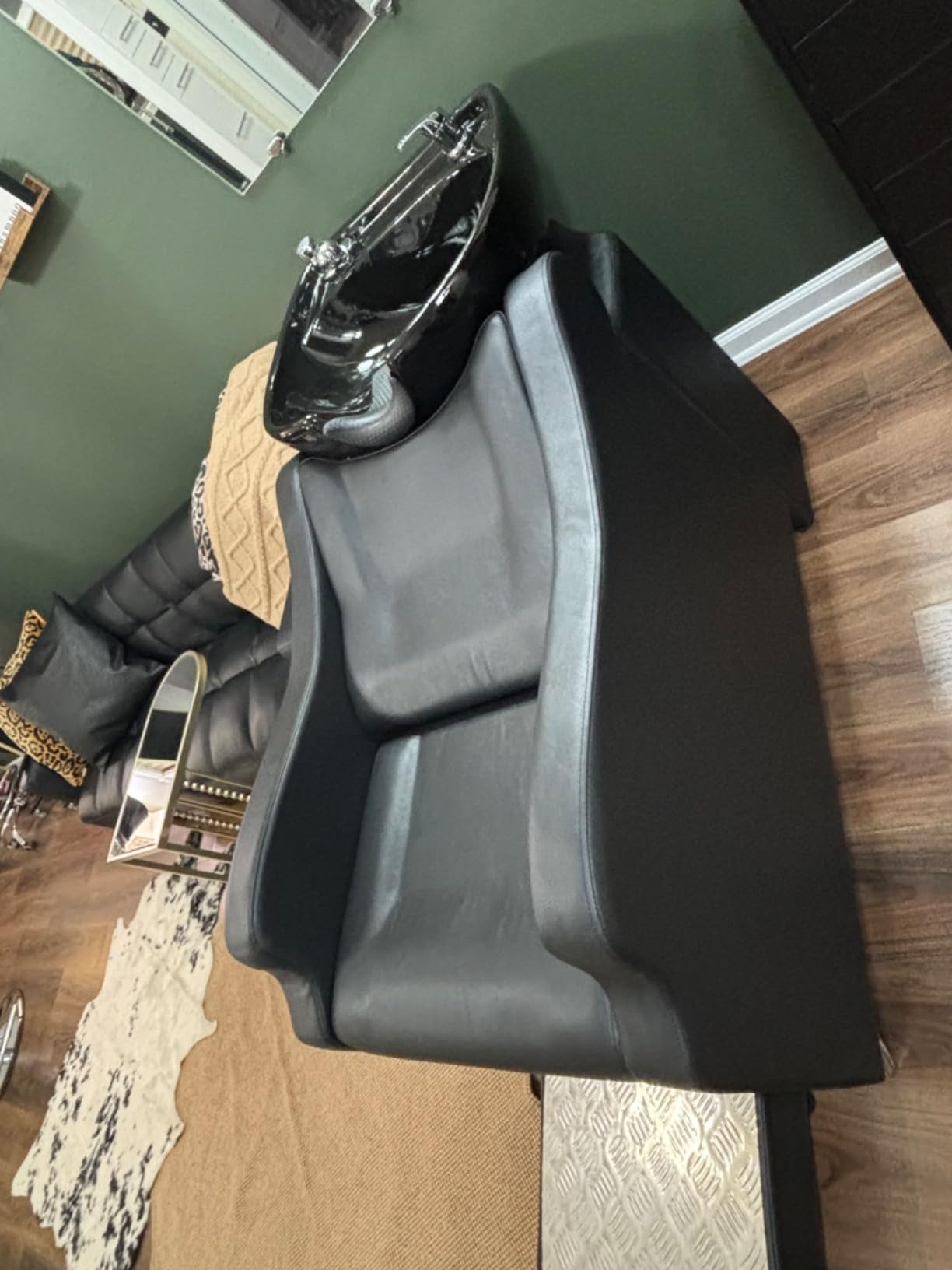 OmySalon Shampoo Backwash Unit with Large Porcelain Bowl, Salon Sink Hair Wash Chair Shampoo Station, Barbershop Beauty Spa Massage Hairdressing Equipment customer photo 1