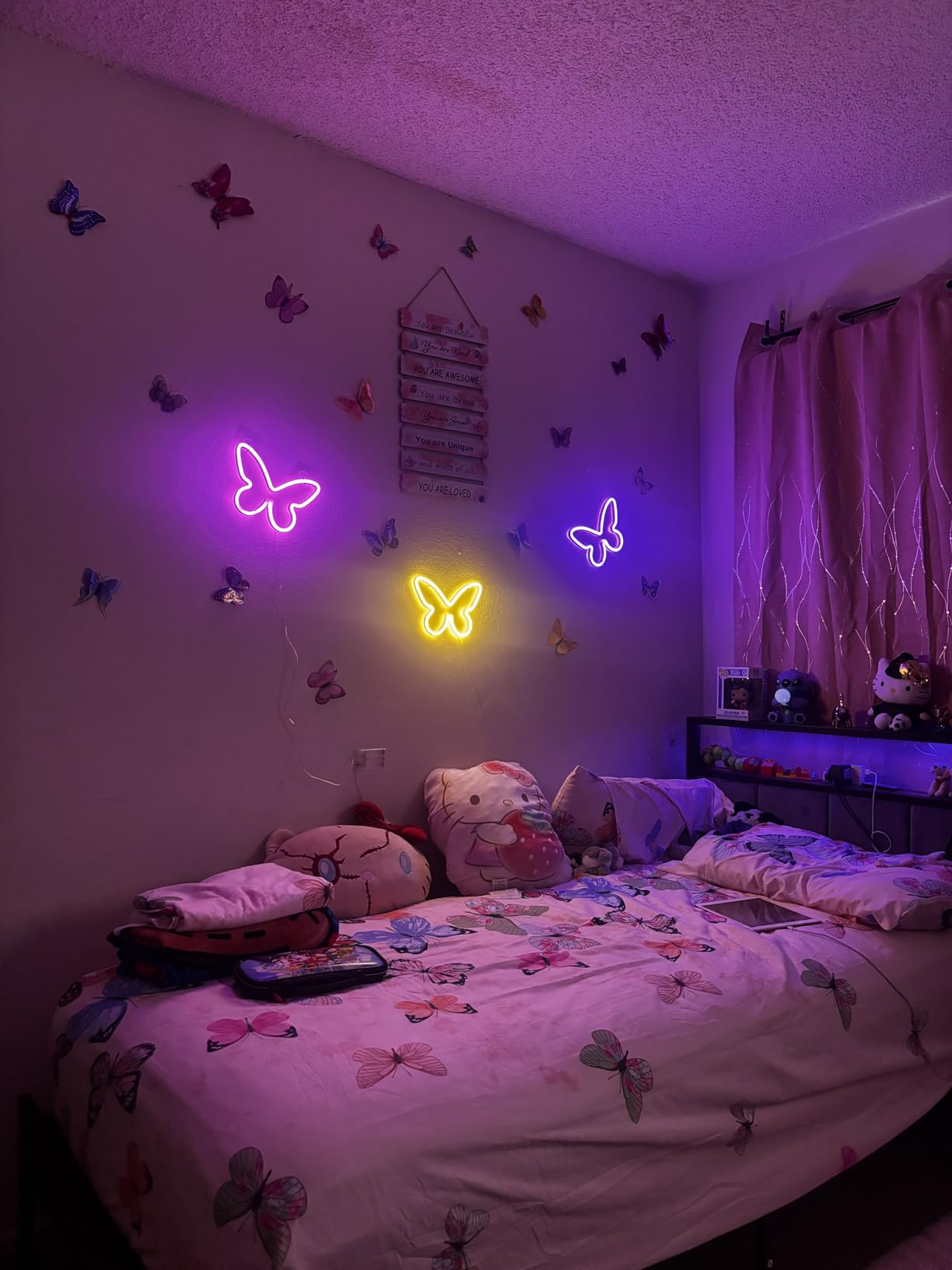 BRIGHTDECK 3 Pcs Butterfly Neon Signs, Neon Light for Bedroom, USB or 3-AA Battery Powered LED Wall Decor for Valentines Day Birthday Gift, Wedding, Party, Home Decor customer photo 2